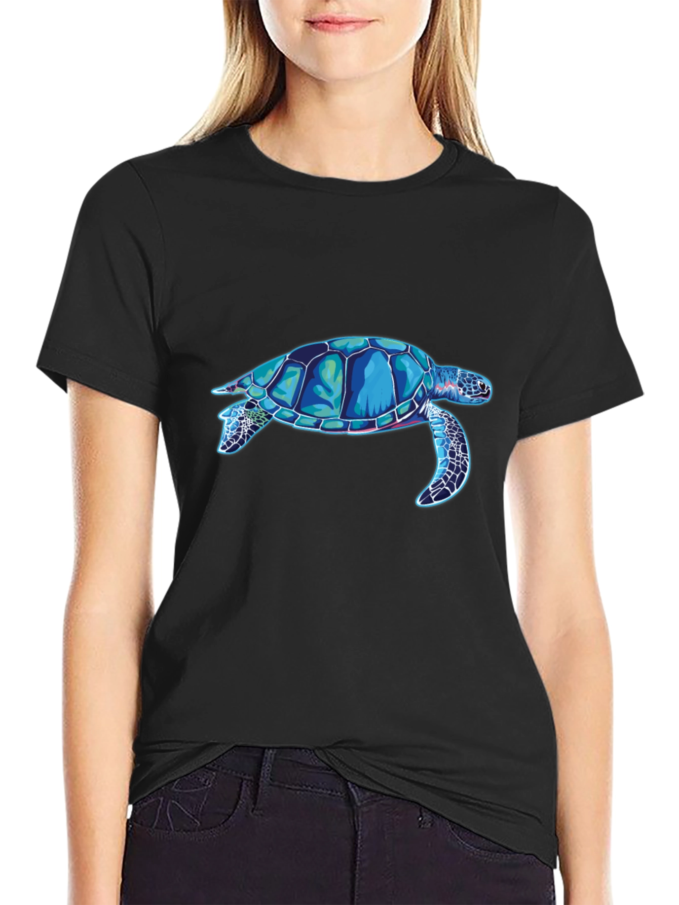 Sea Turtle Graphic Tee - Black Casual T-Shirt