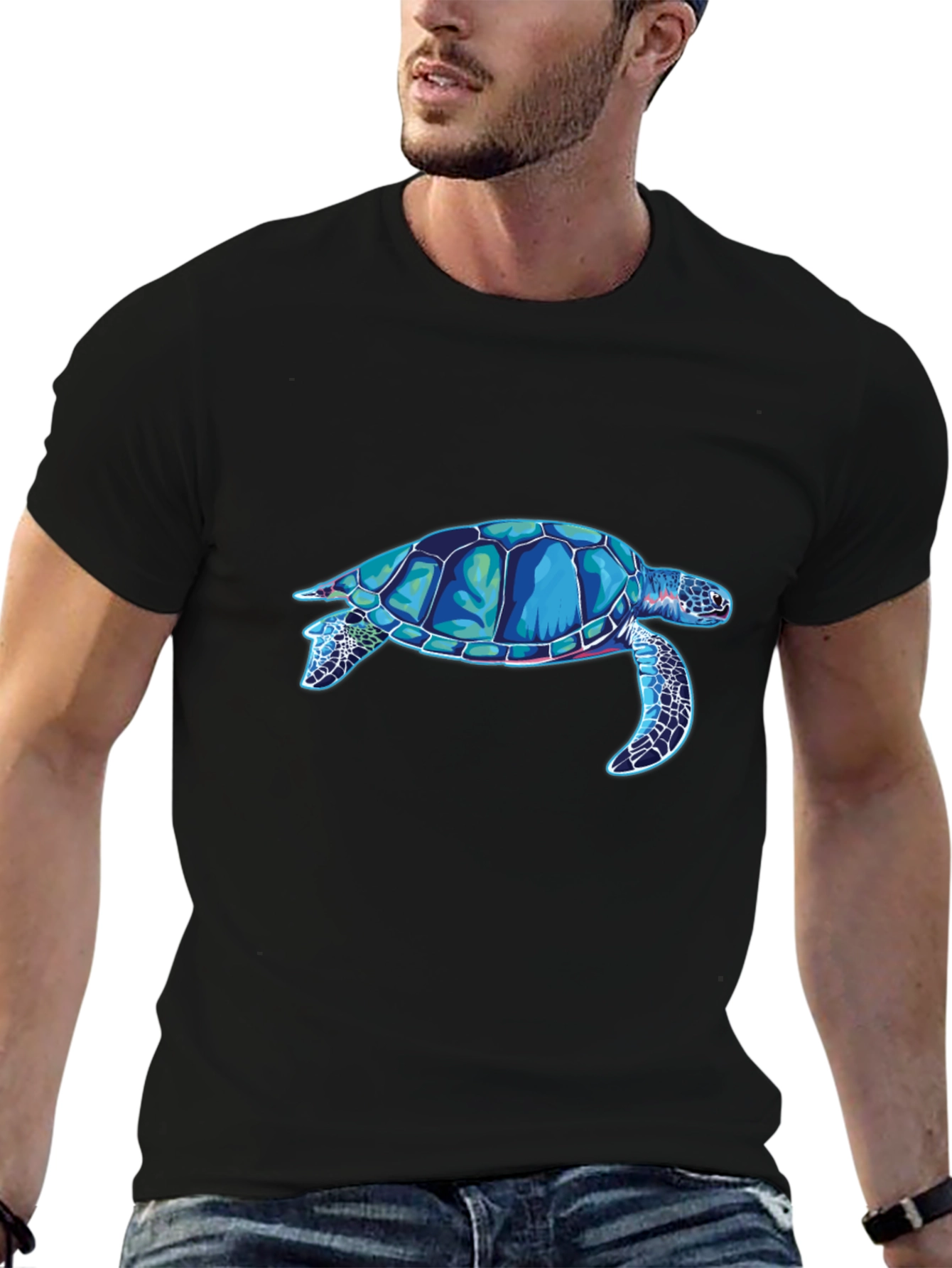 Sea Turtle Graphic Tee - Black Casual T-Shirt
