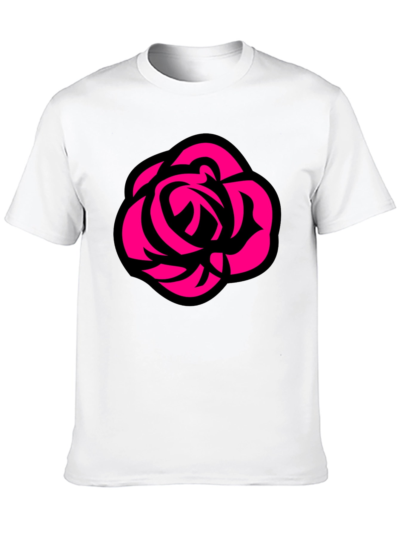 Bold Rose Graphic Tee - Black Cotton Casual T-Shirt