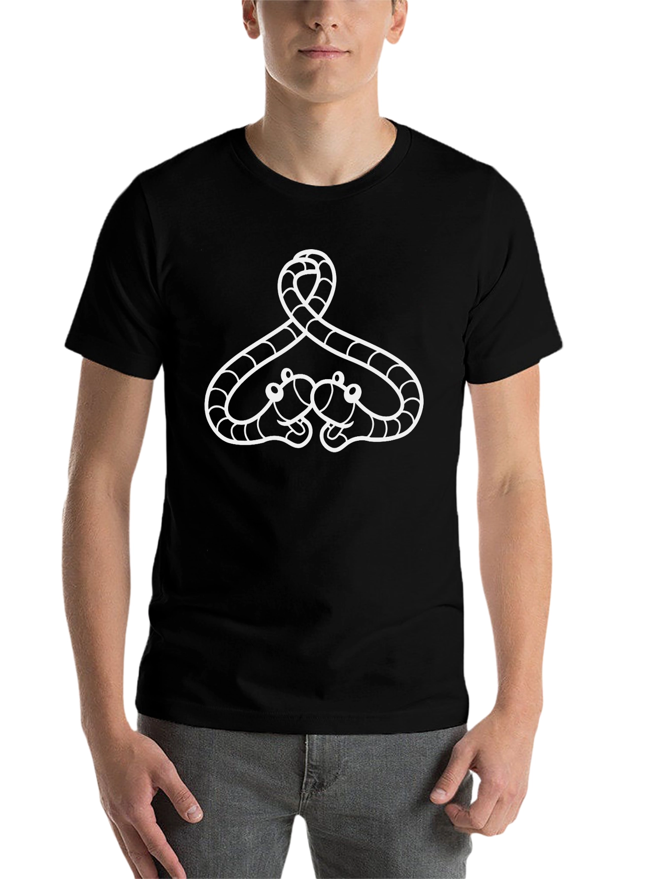 Unique Black T-Shirt with White Snake Design