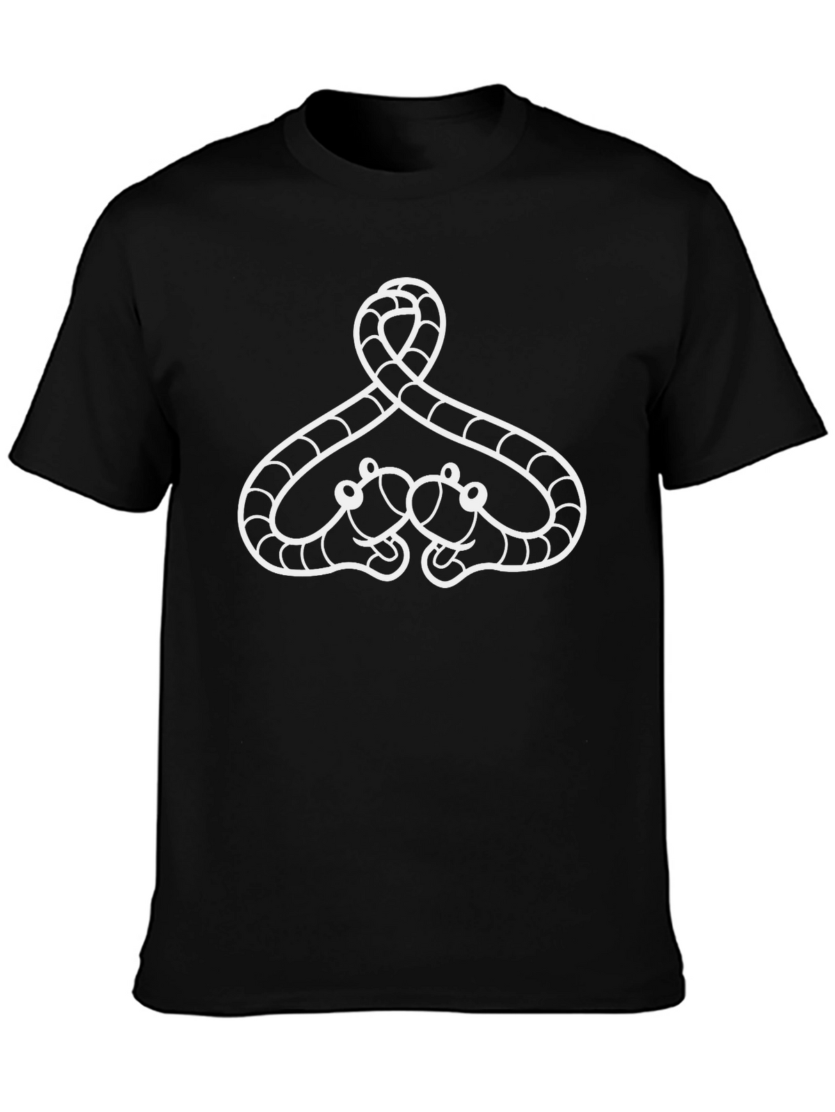Unique Black T-Shirt with White Snake Design
