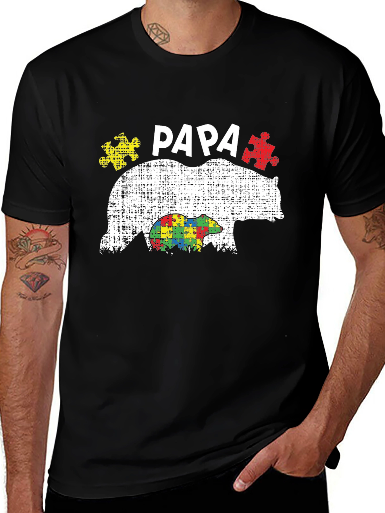 Papa Bear Autism Awareness T-Shirt
