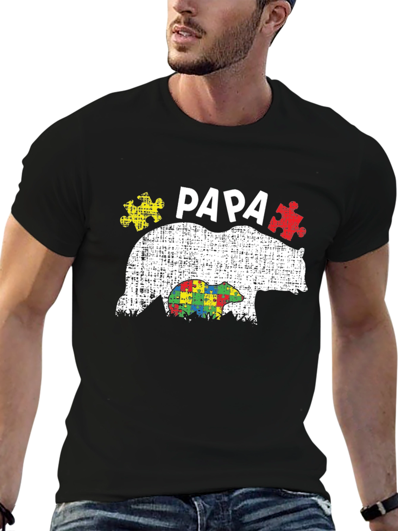 Papa Bear Autism Awareness T-Shirt