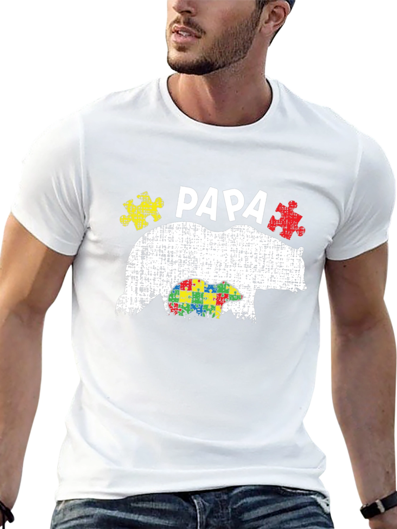 Papa Bear Autism Awareness T-Shirt