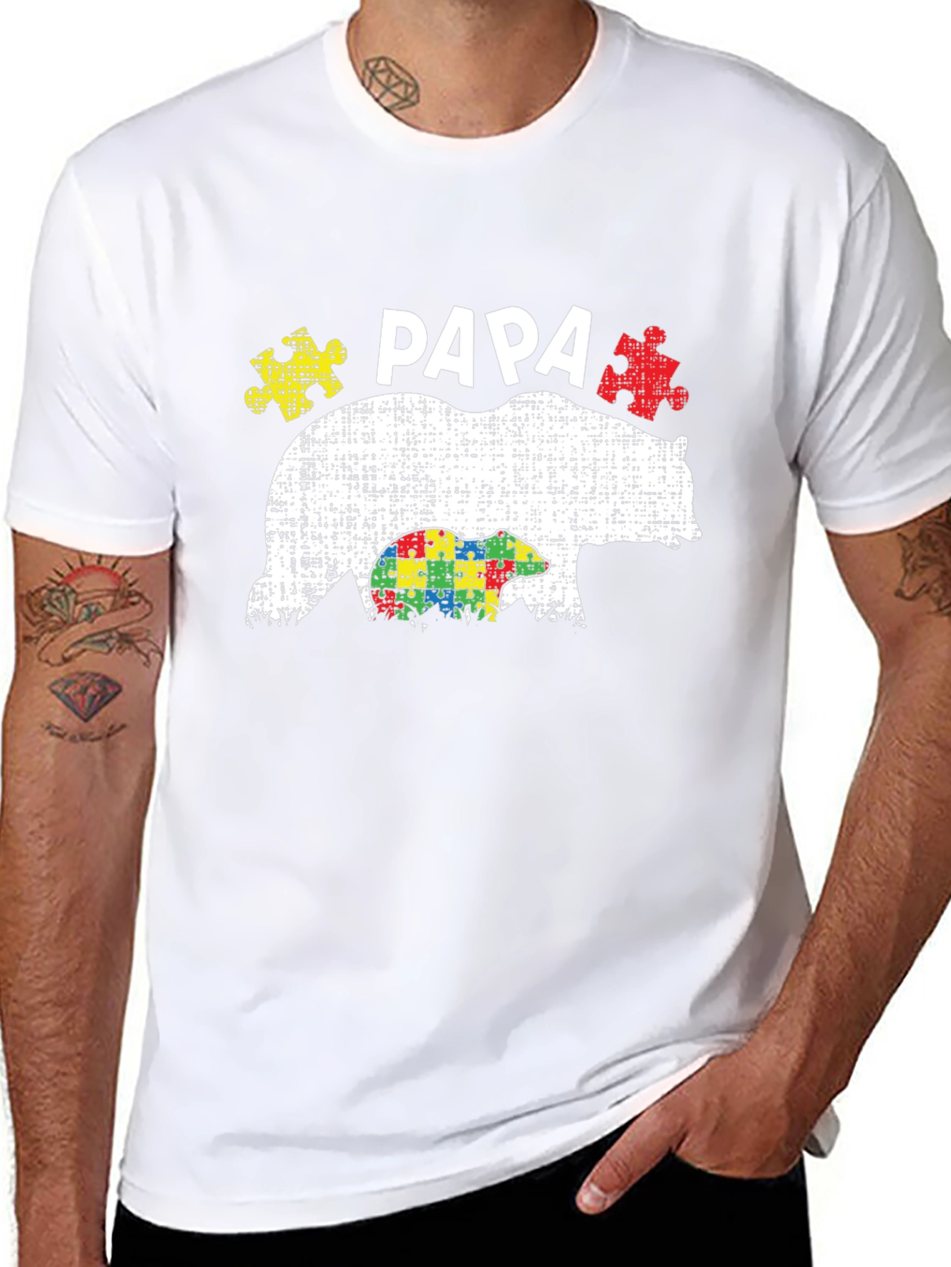 Papa Bear Autism Awareness T-Shirt