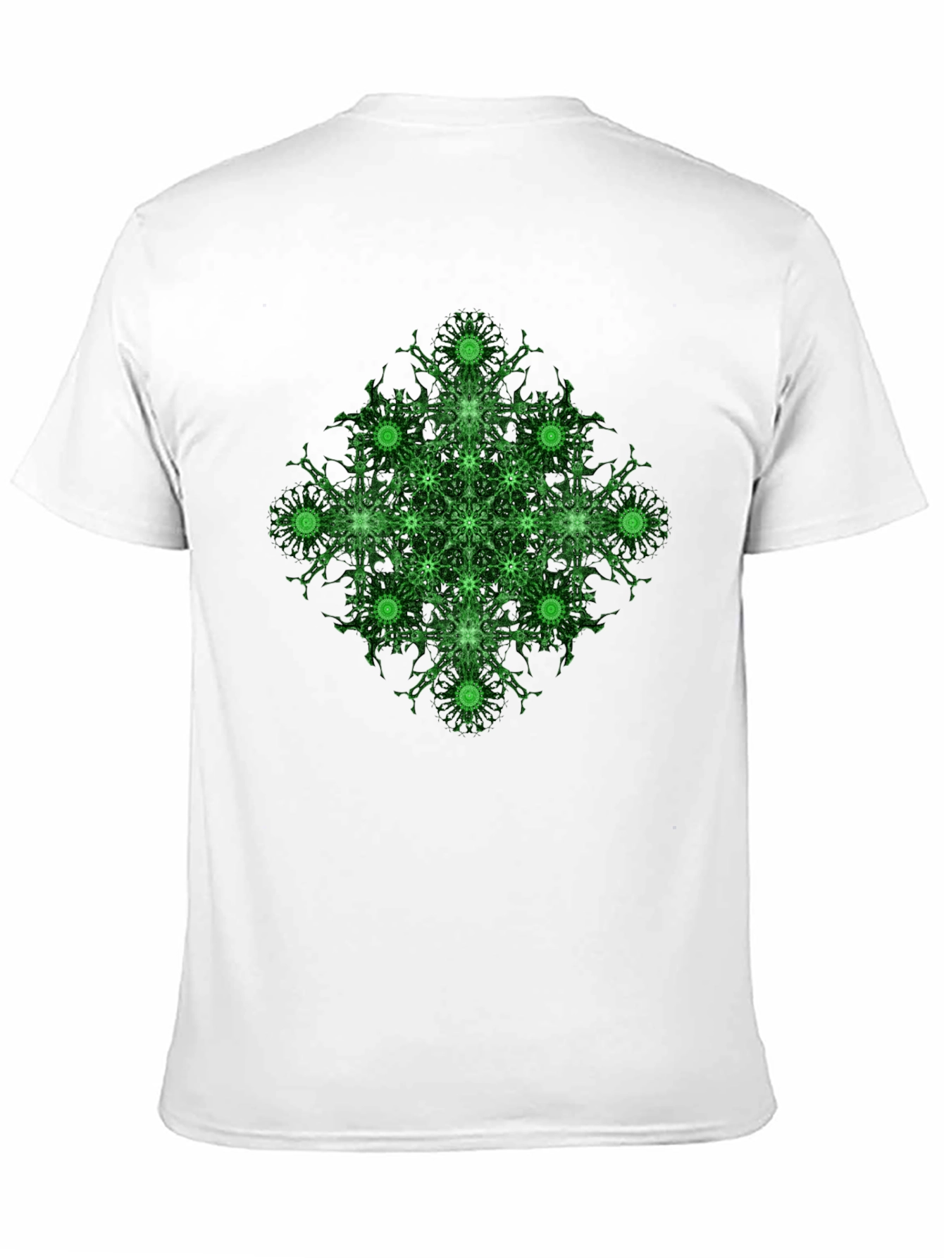 Geometric Green Pattern Black T-Shirt