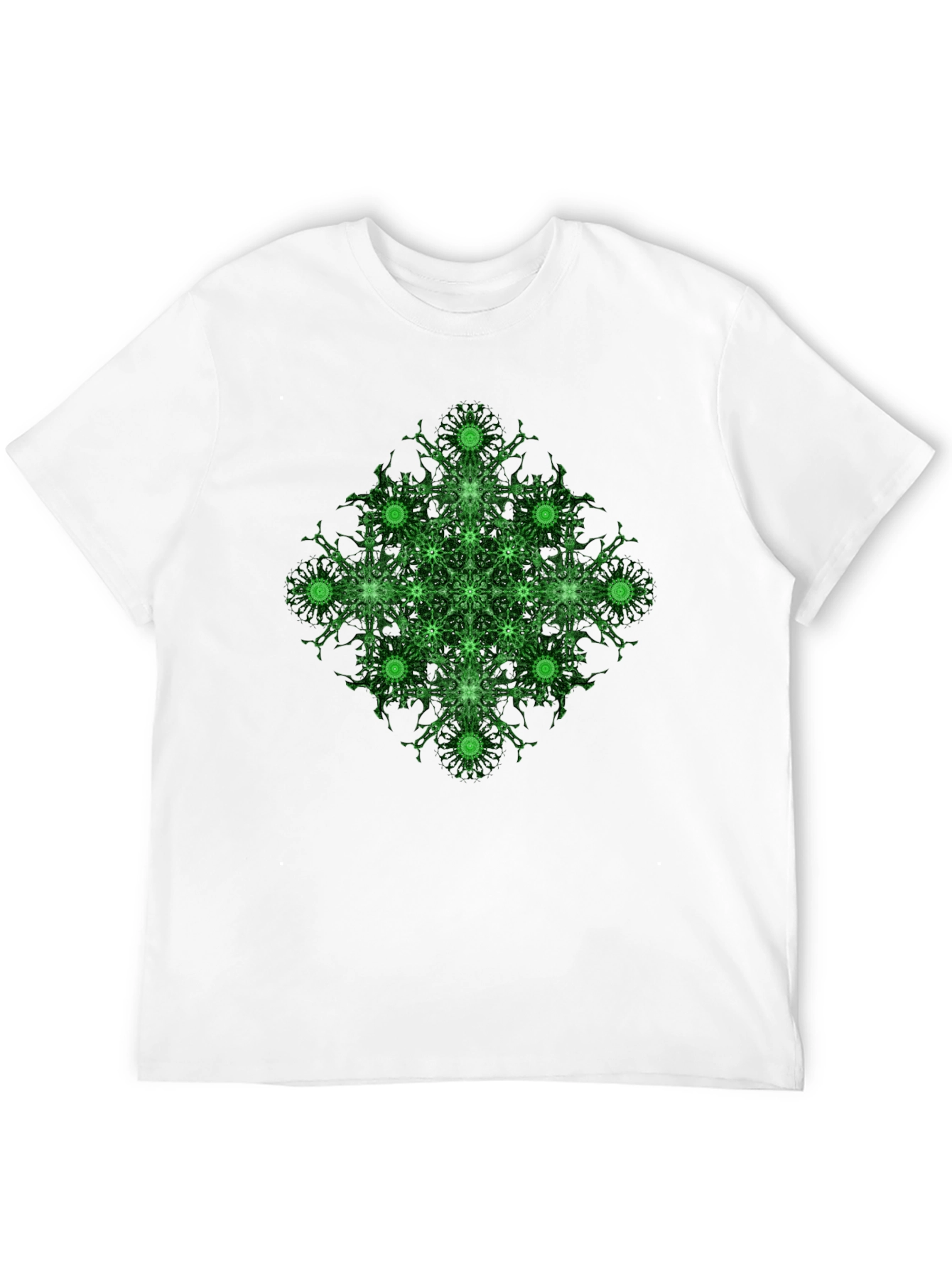 Geometric Green Pattern Black T-Shirt