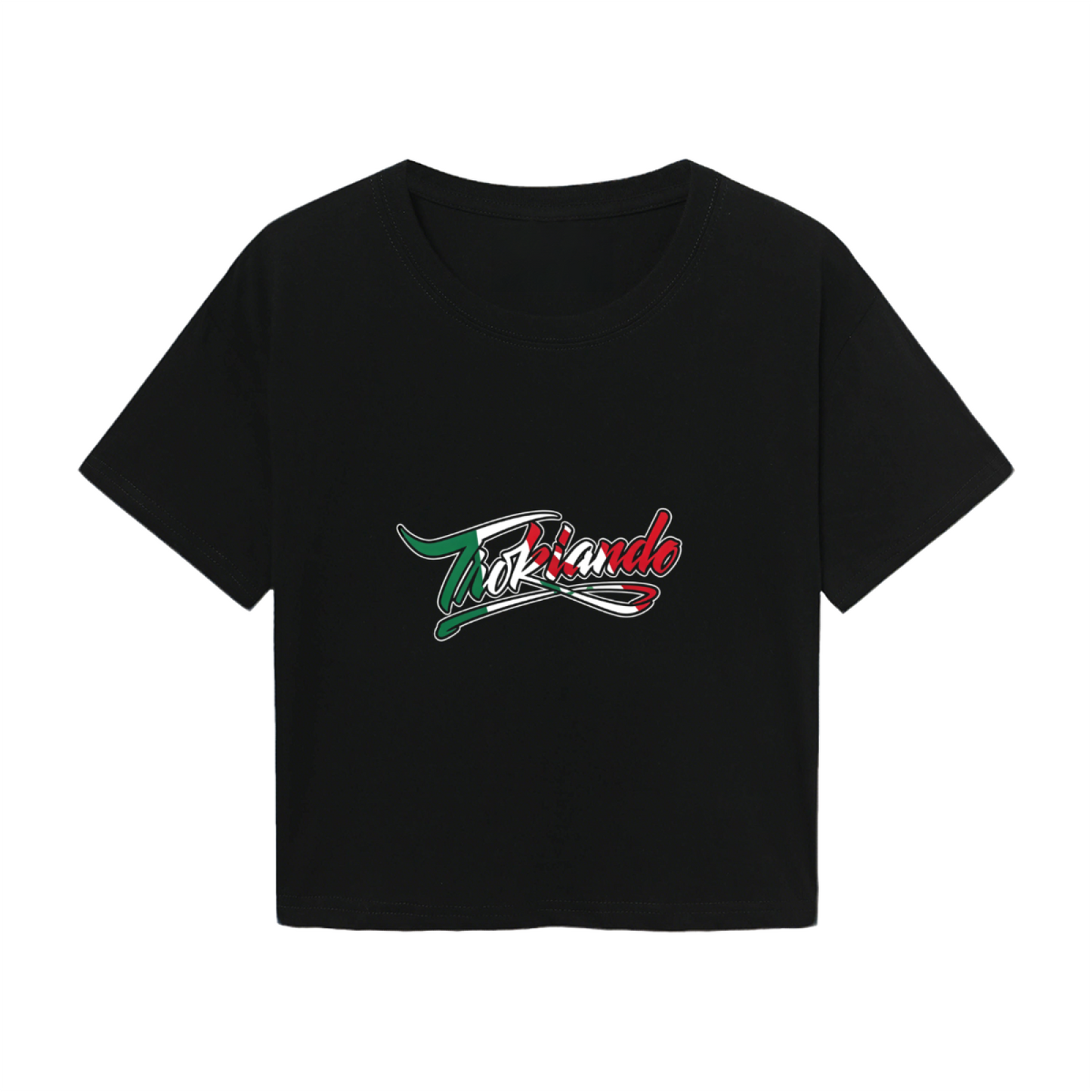Trendy Taekwondo Italian Flag Letter Print Cropped Tee