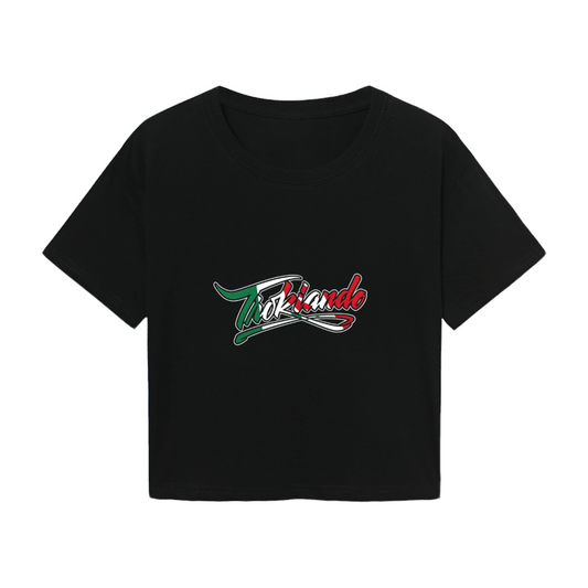 Trendy Taekwondo Italian Flag Letter Print Cropped Tee