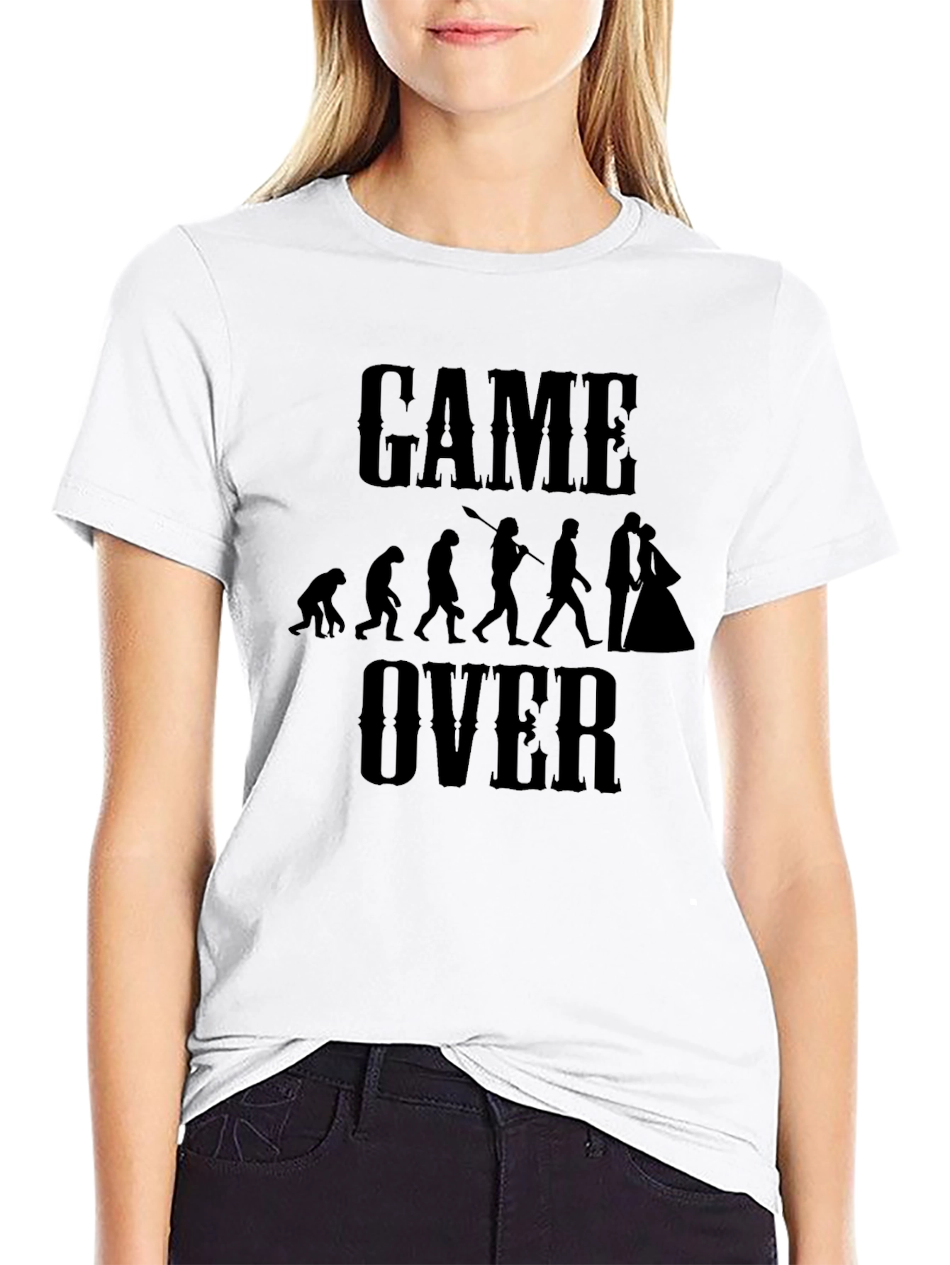 Funny Game Over Evolution Marriage T-Shirt