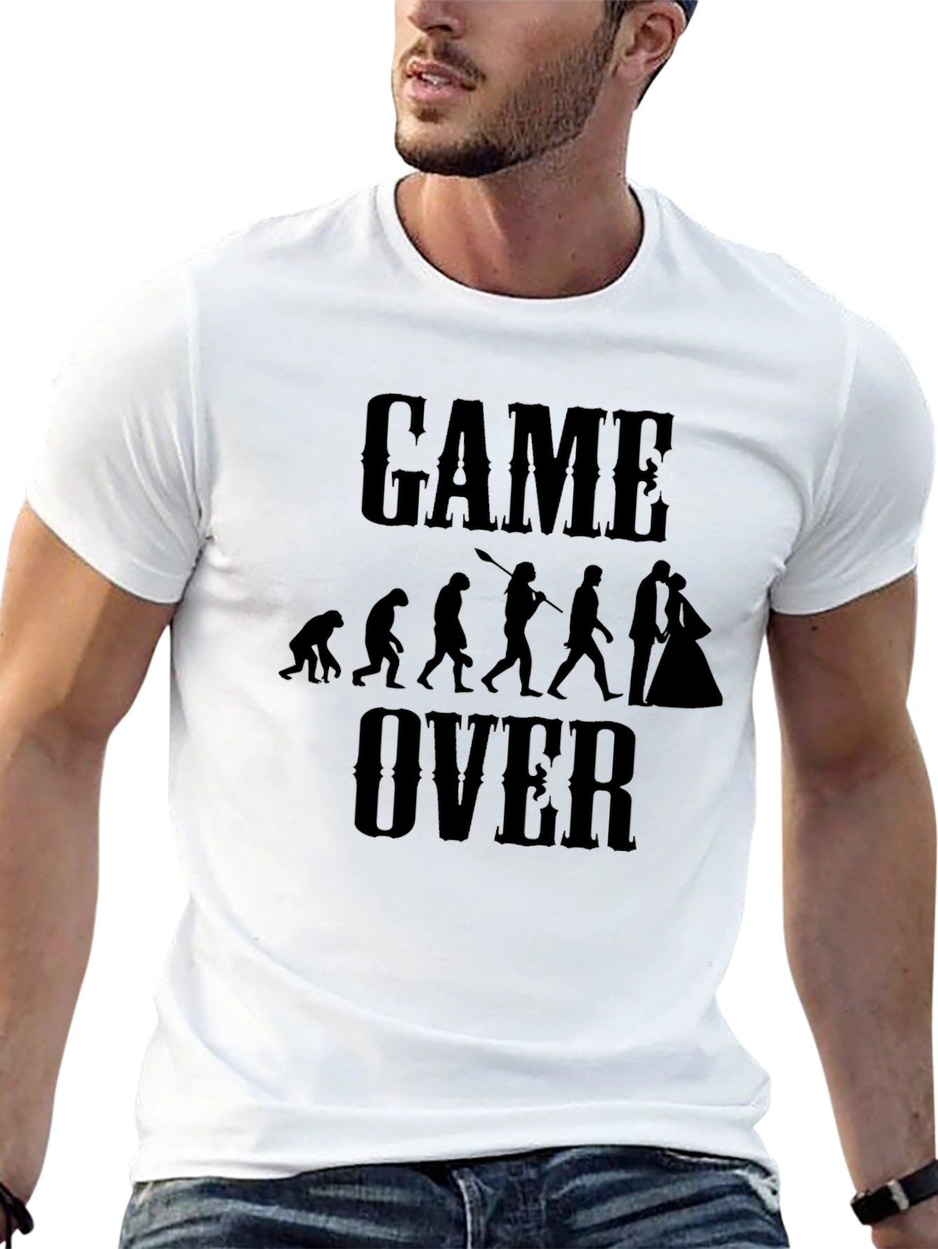 Funny Game Over Evolution Marriage T-Shirt
