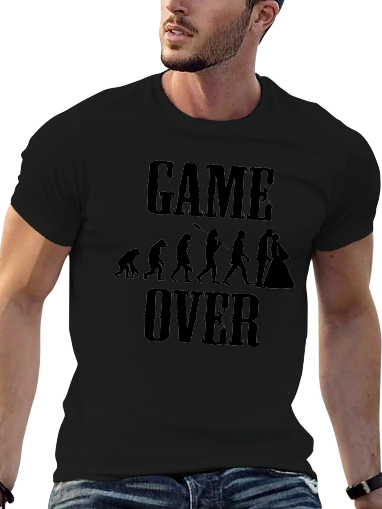 Funny Game Over Evolution Marriage T-Shirt