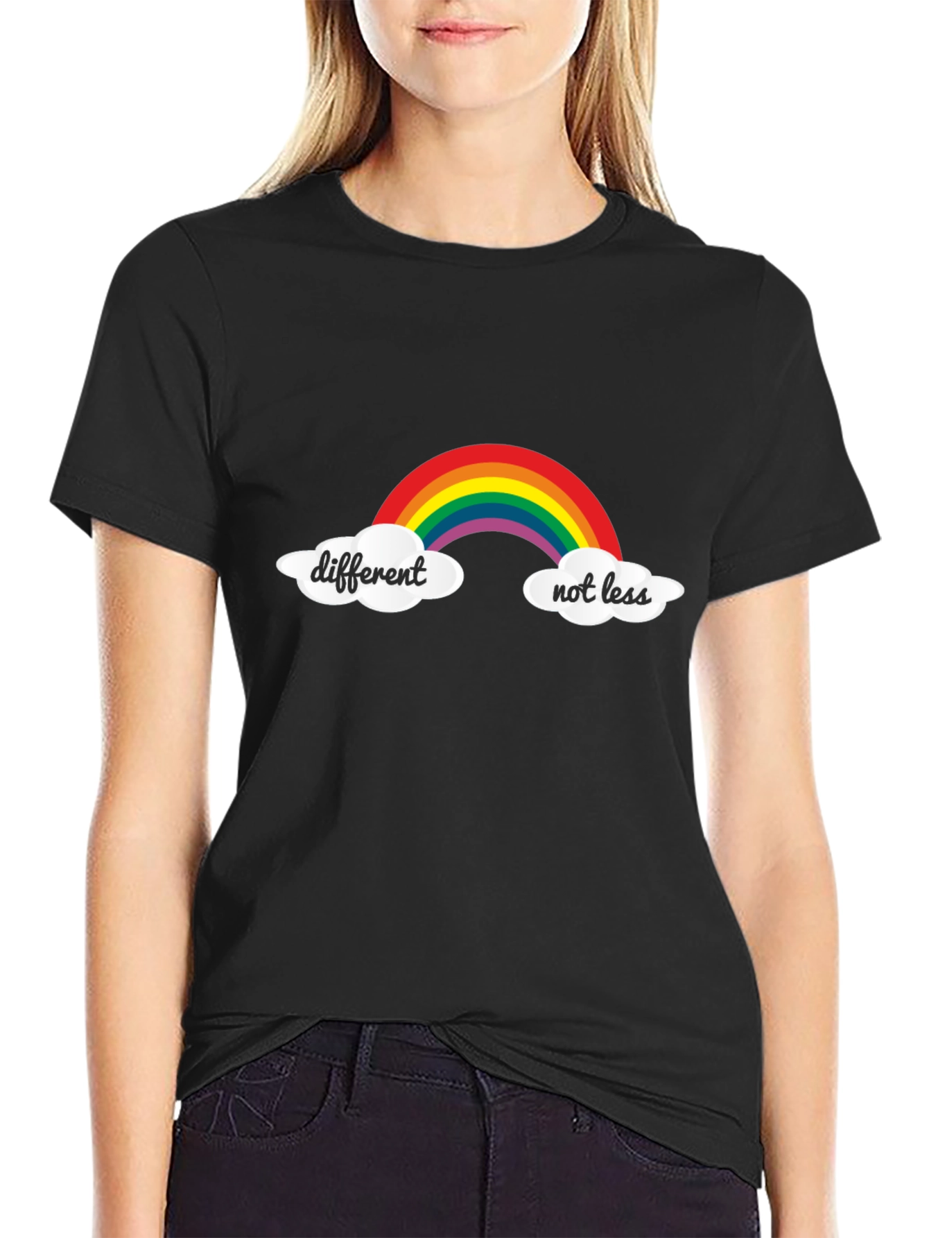 Different Not Less Rainbow T-Shirt - Black
