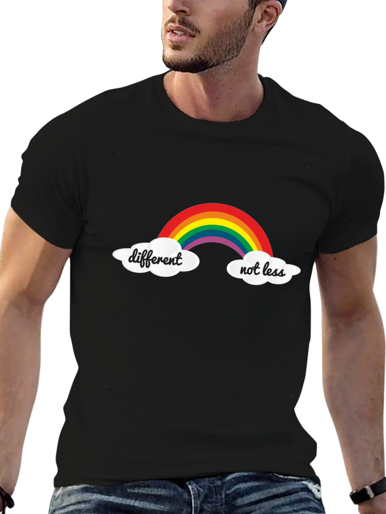 Different Not Less Rainbow T-Shirt - Black