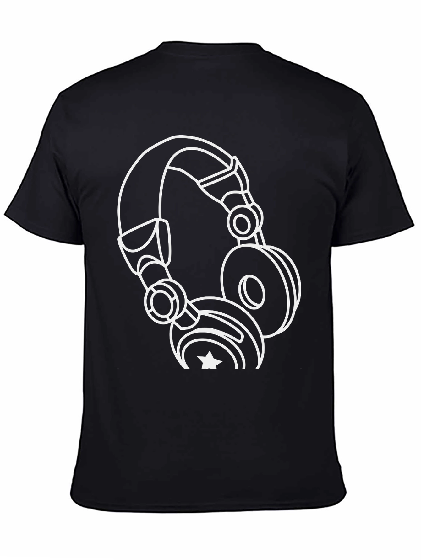 Cool Headphone Graphic Black T-Shirt