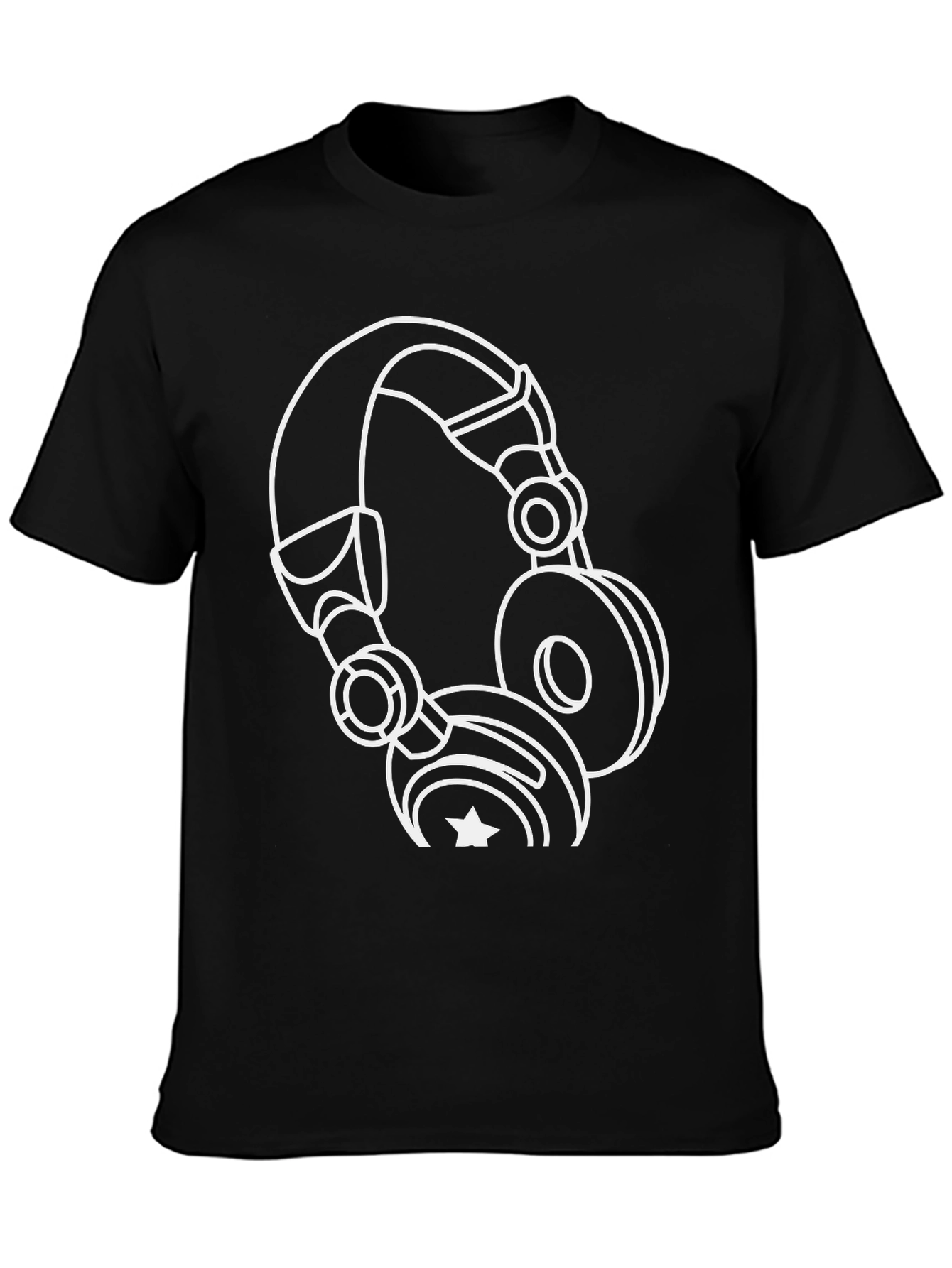 Cool Headphone Graphic Black T-Shirt