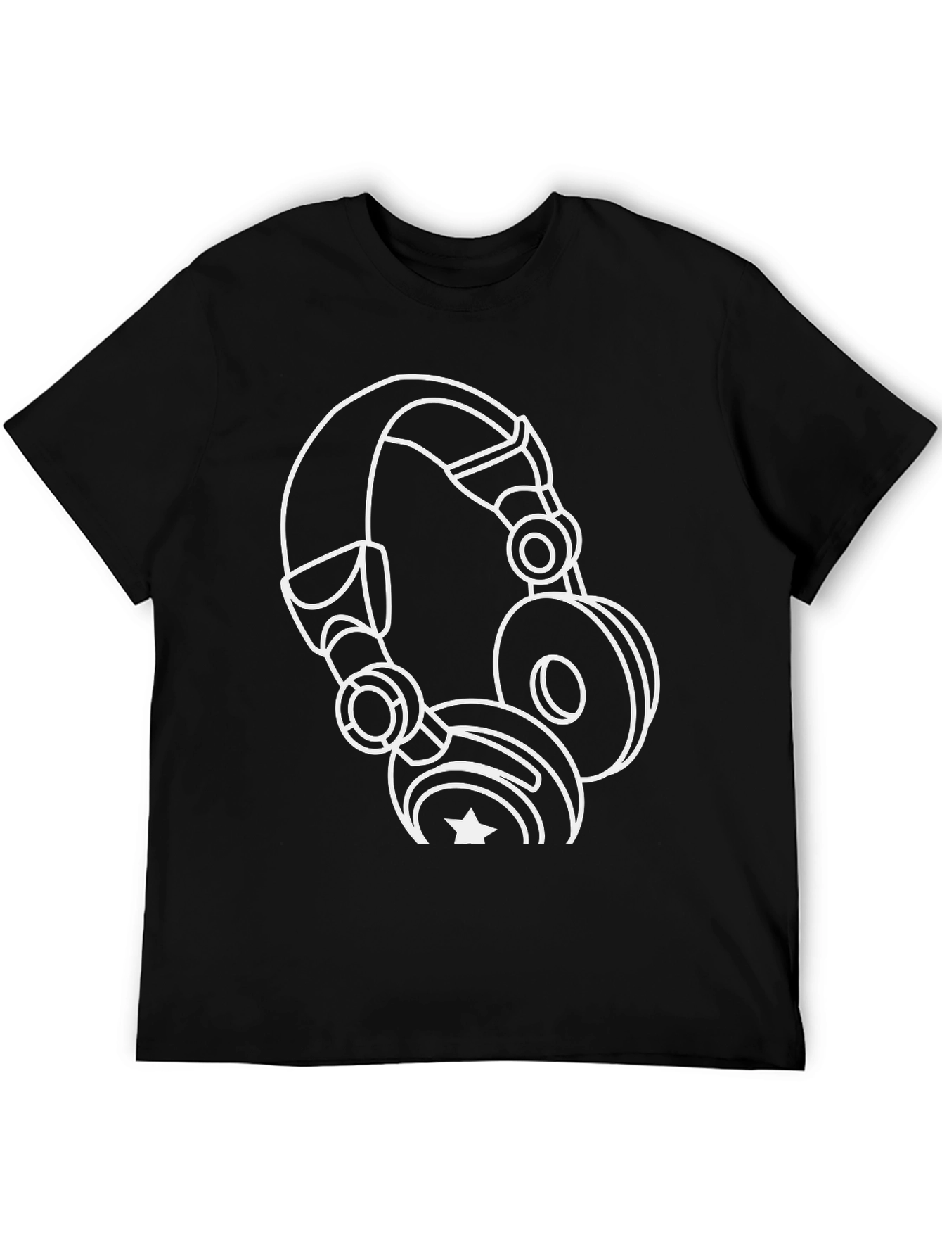 Cool Headphone Graphic Black T-Shirt