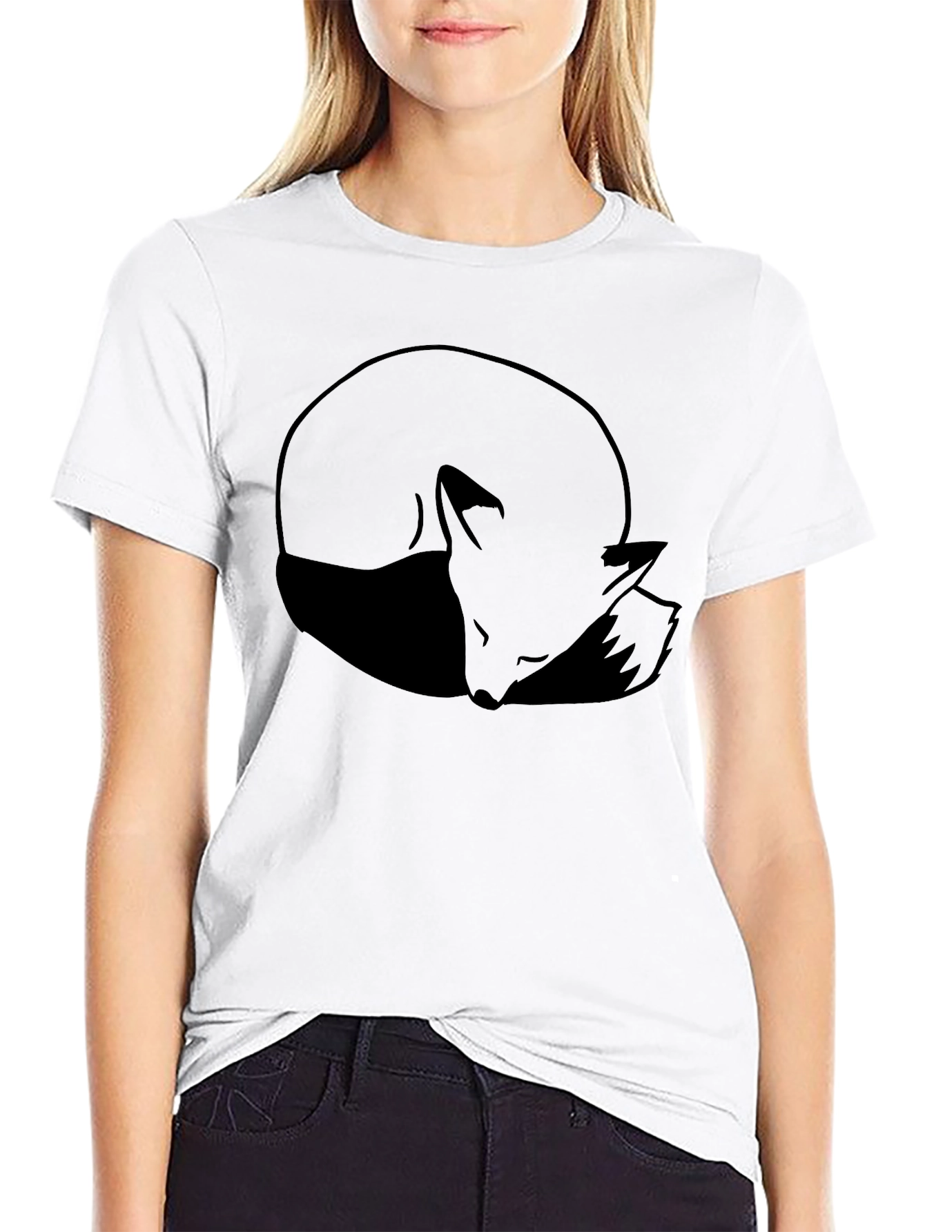 Sleeping Fox Graphic Black T-Shirt