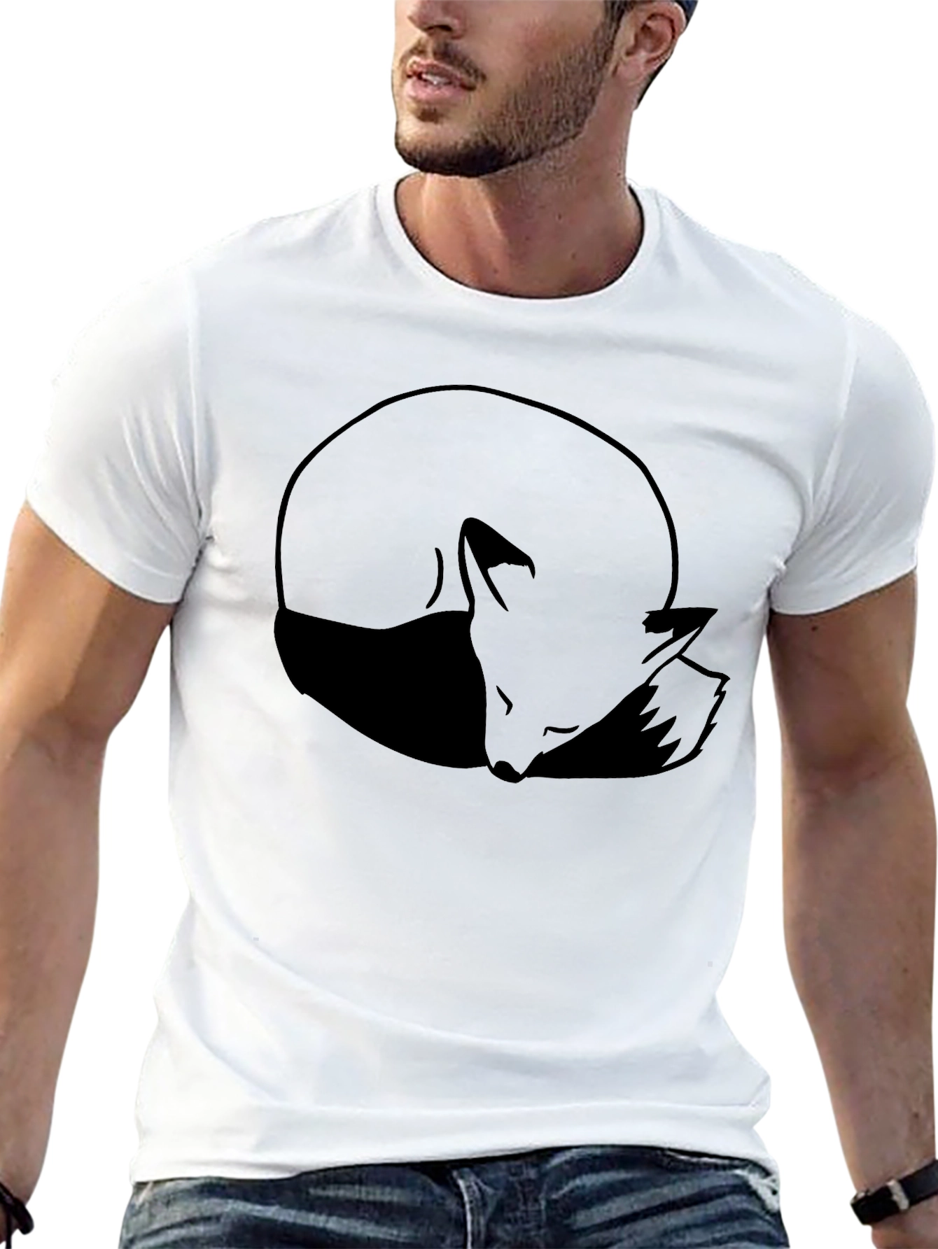 Sleeping Fox Graphic Black T-Shirt