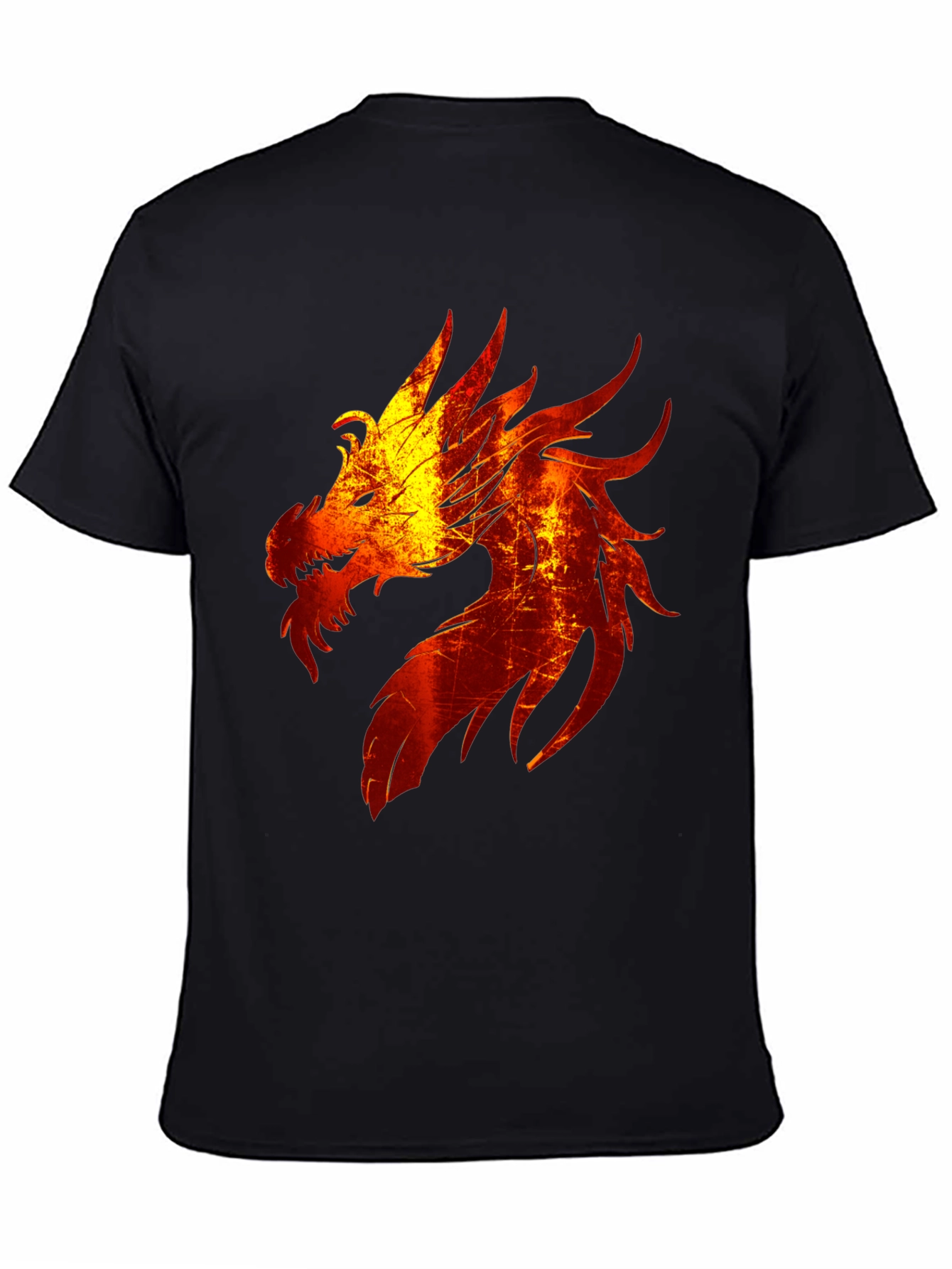 Fiery Dragon Graphic Tee - Black Cotton Blend T-Shirt