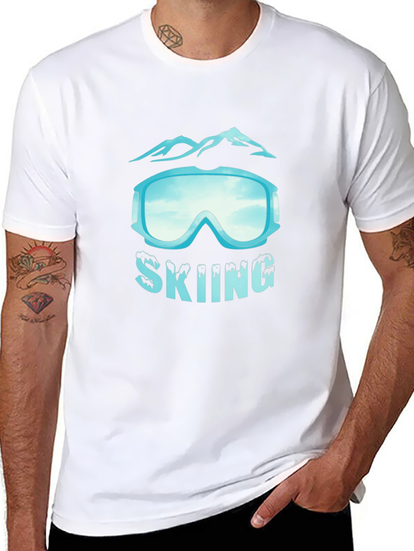 Skiing Goggles Graphic Black T-Shirt