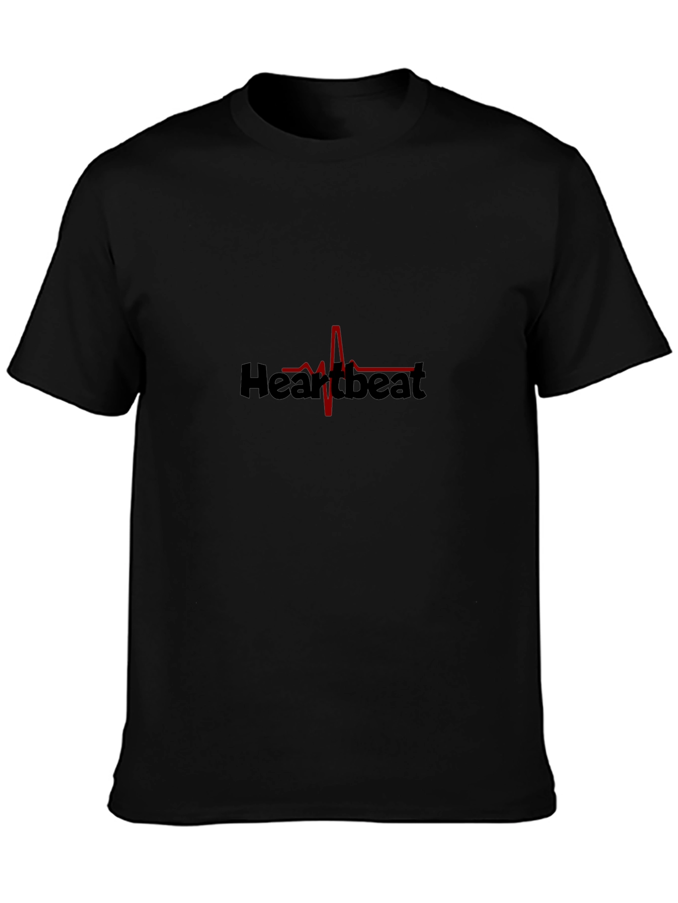 Heartbeat Graphic Tee - Modern Casual Black T-Shirt