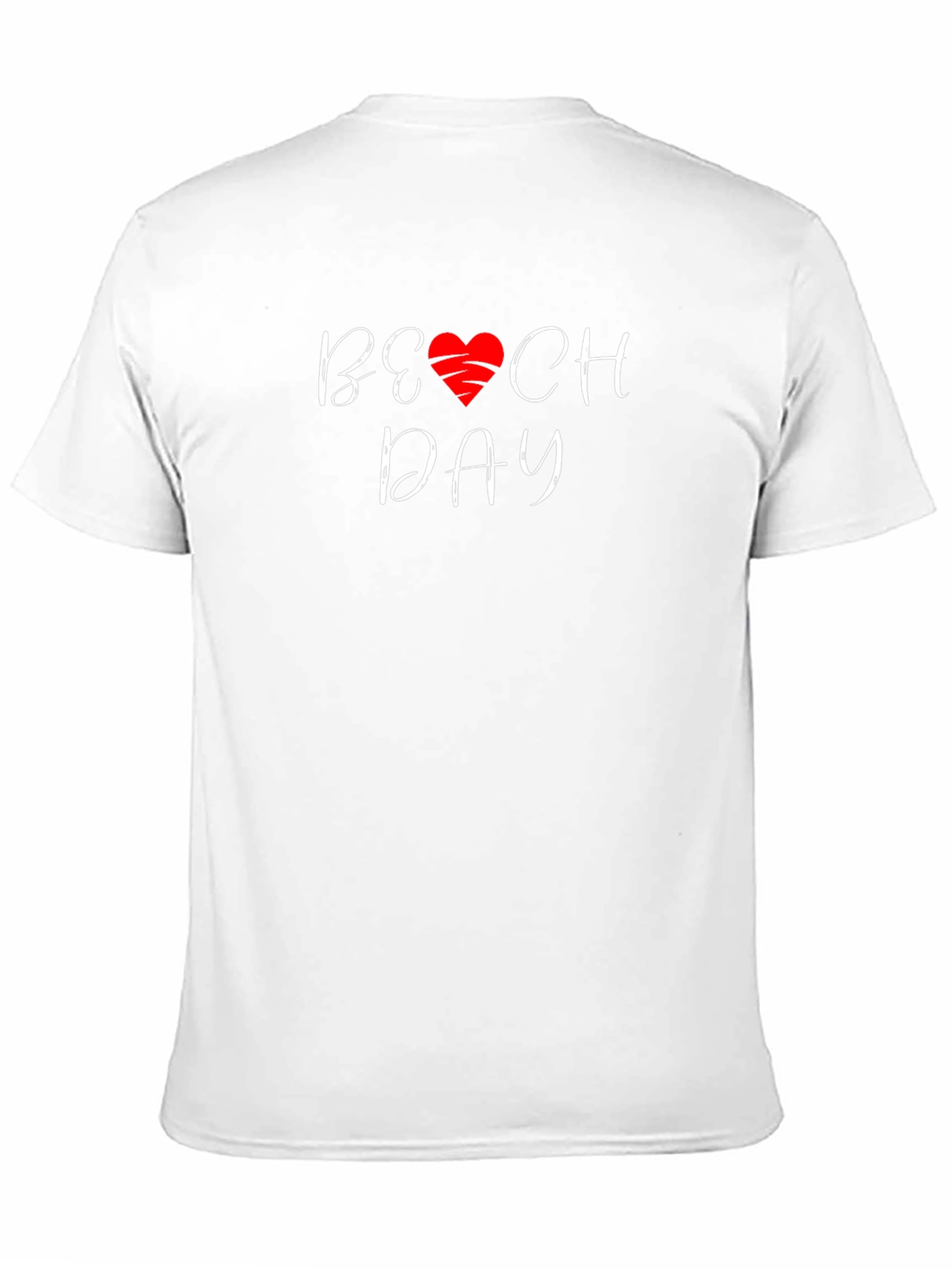 Beach Day T-Shirt with Heart Graphic - Casual Wear