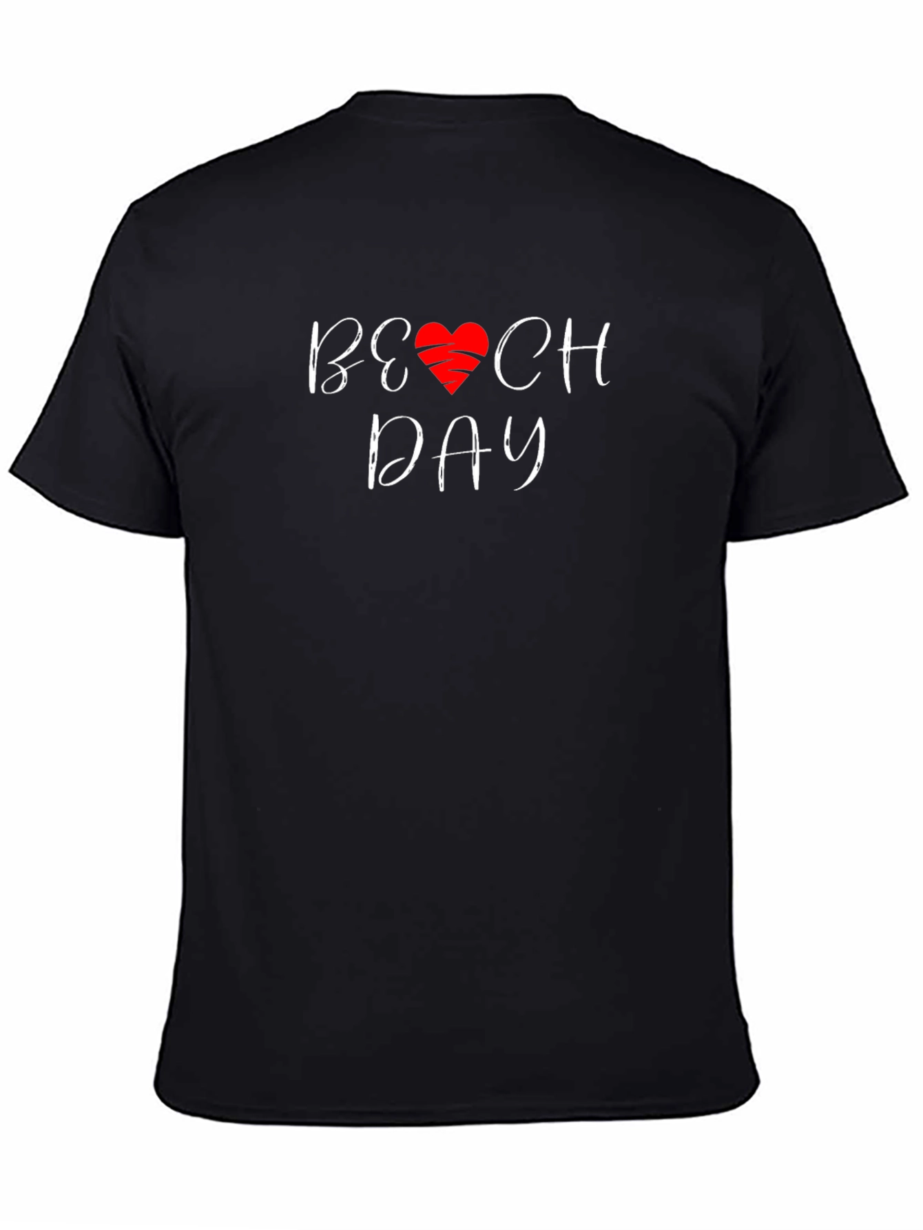 Beach Day T-Shirt with Heart Graphic - Casual Wear
