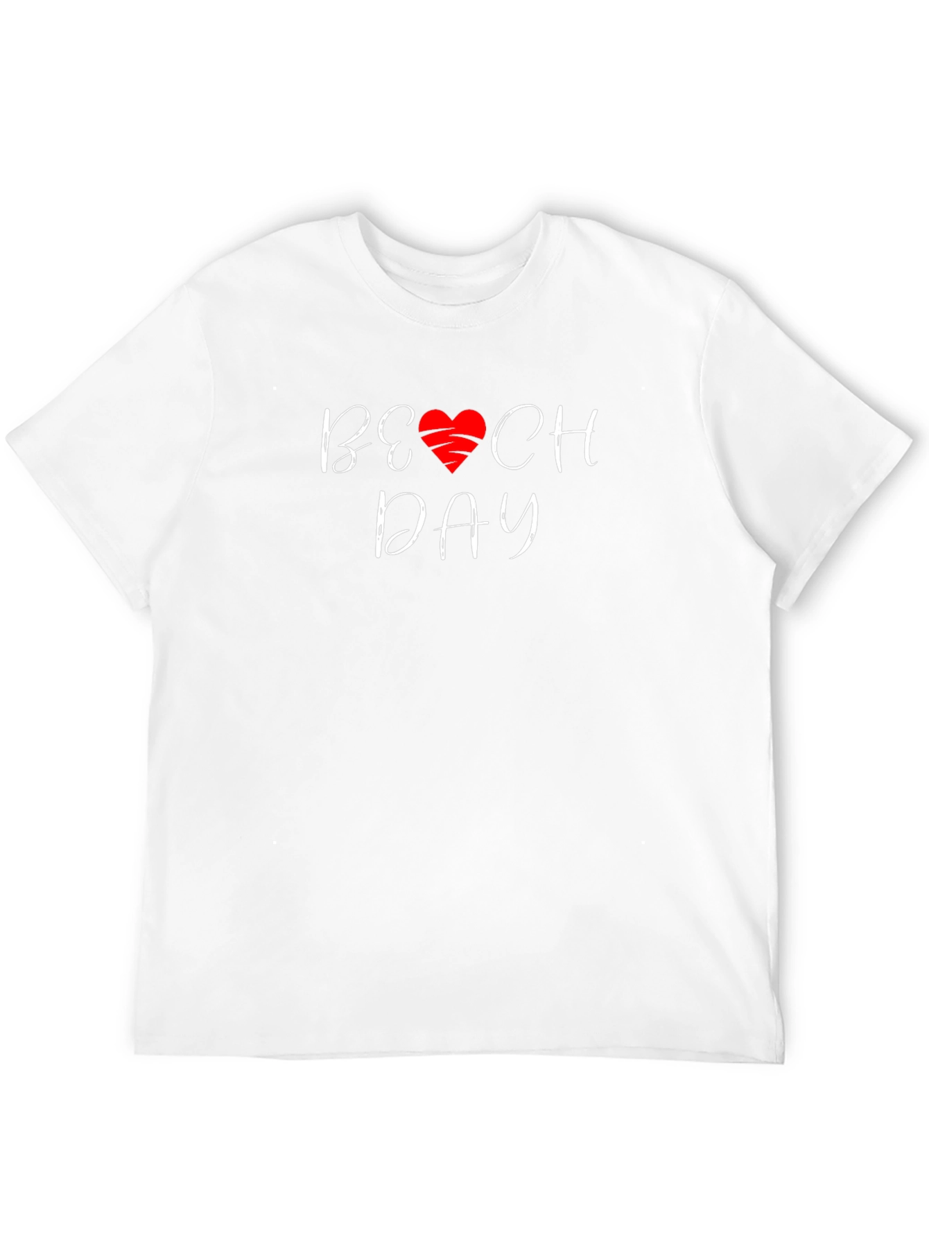 Beach Day T-Shirt with Heart Graphic - Casual Wear