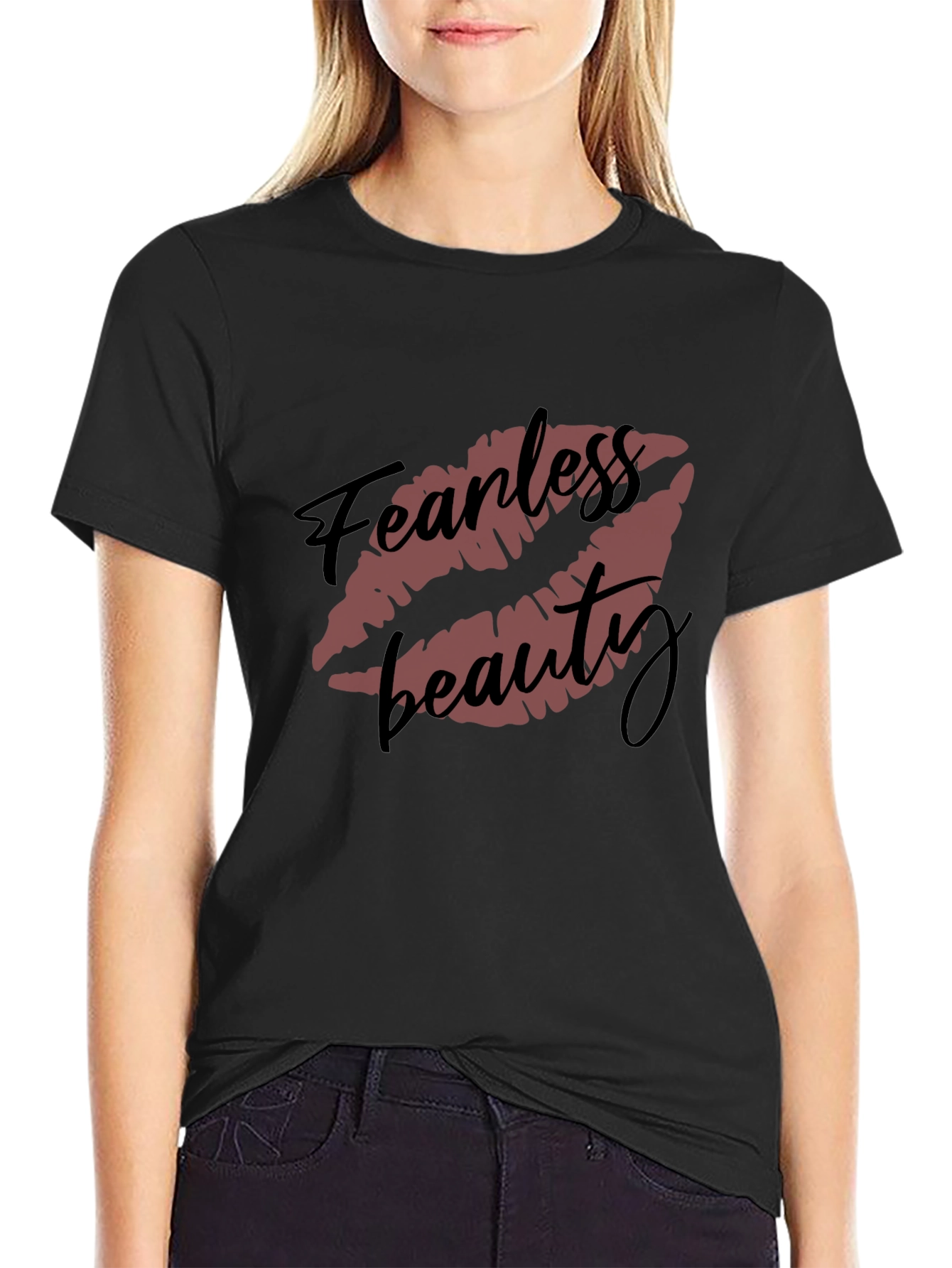 Fearless Beauty Graphic Tee - Stylish Black T-Shirt