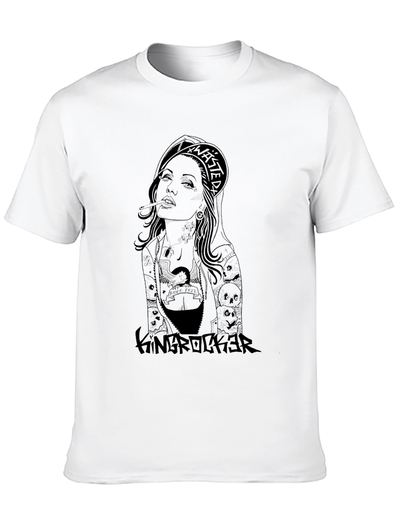 King Rocker Tattoo Graphic Black T-Shirt