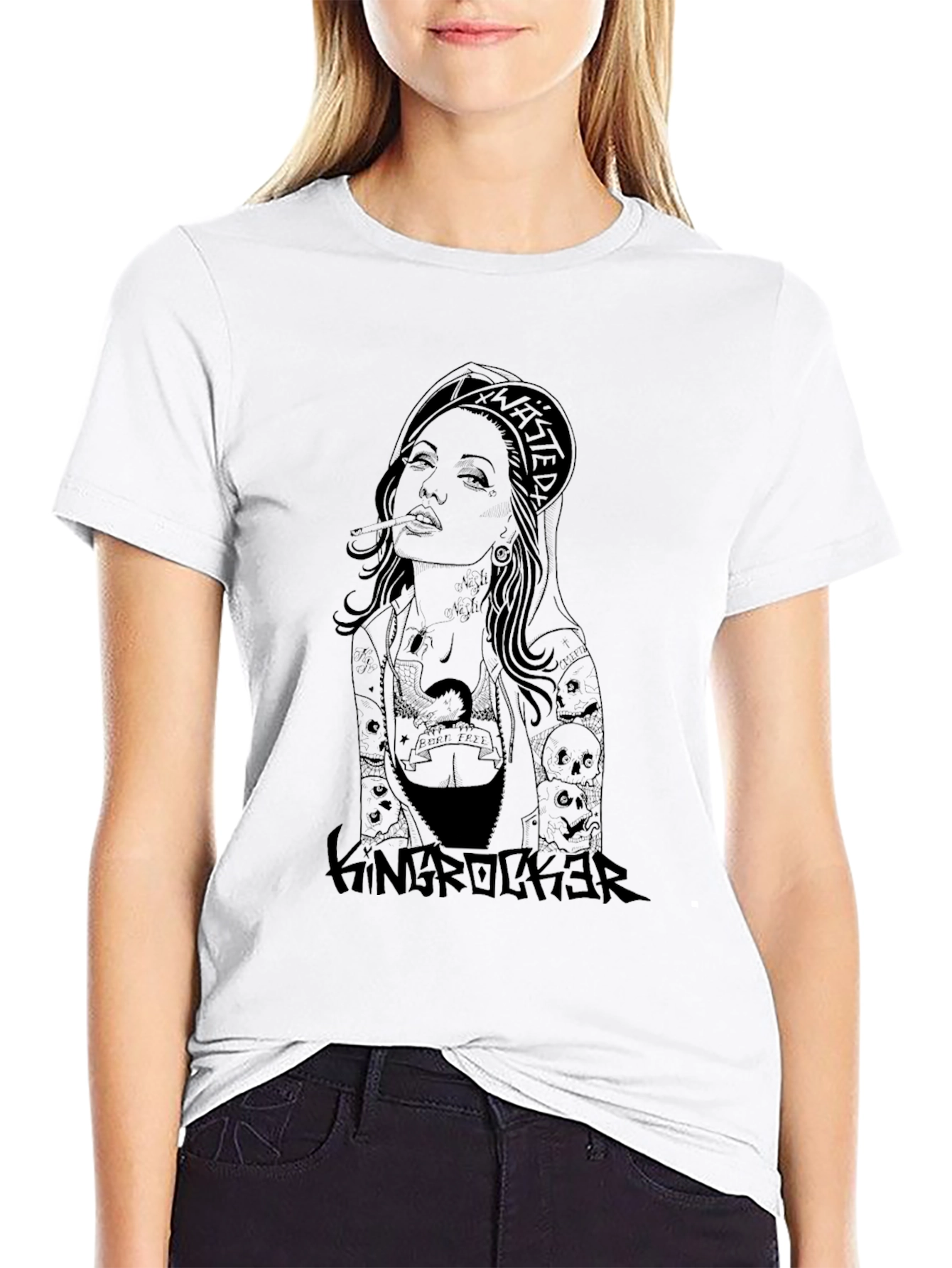 King Rocker Tattoo Graphic Black T-Shirt