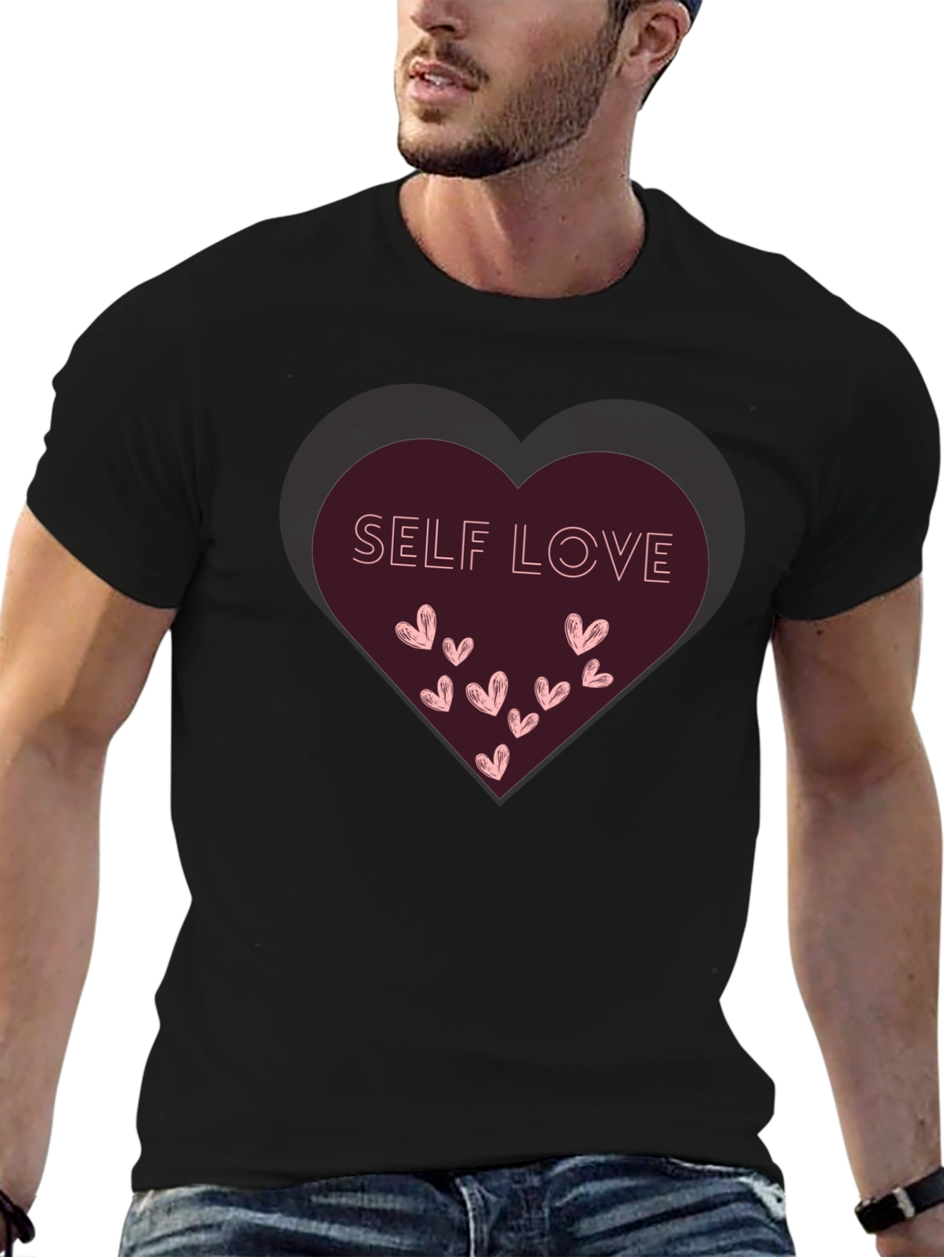 Self Love Heart Graphic Tee - Black