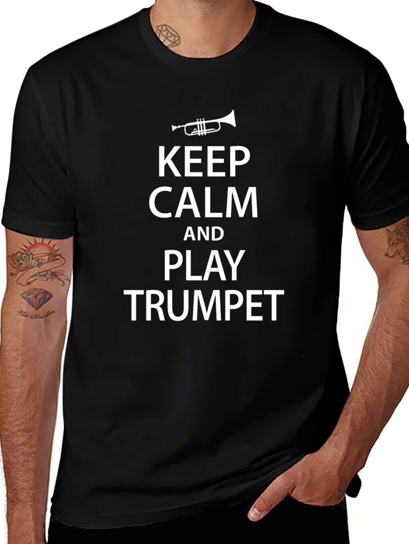 Keep Calm and Play Trumpet Black T-Shirt
