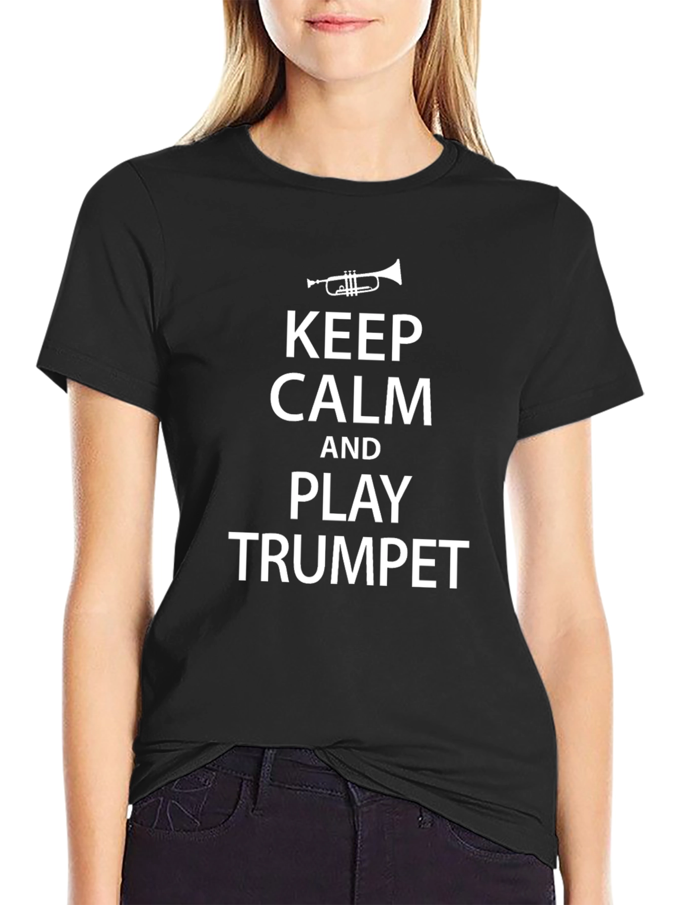 Keep Calm and Play Trumpet Black T-Shirt