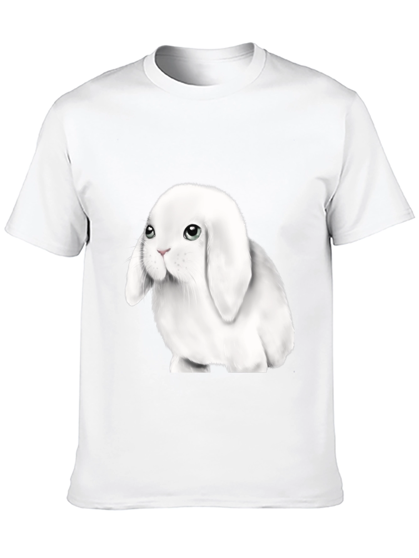 Cute Lop-Eared Bunny Graphic Tee - Black