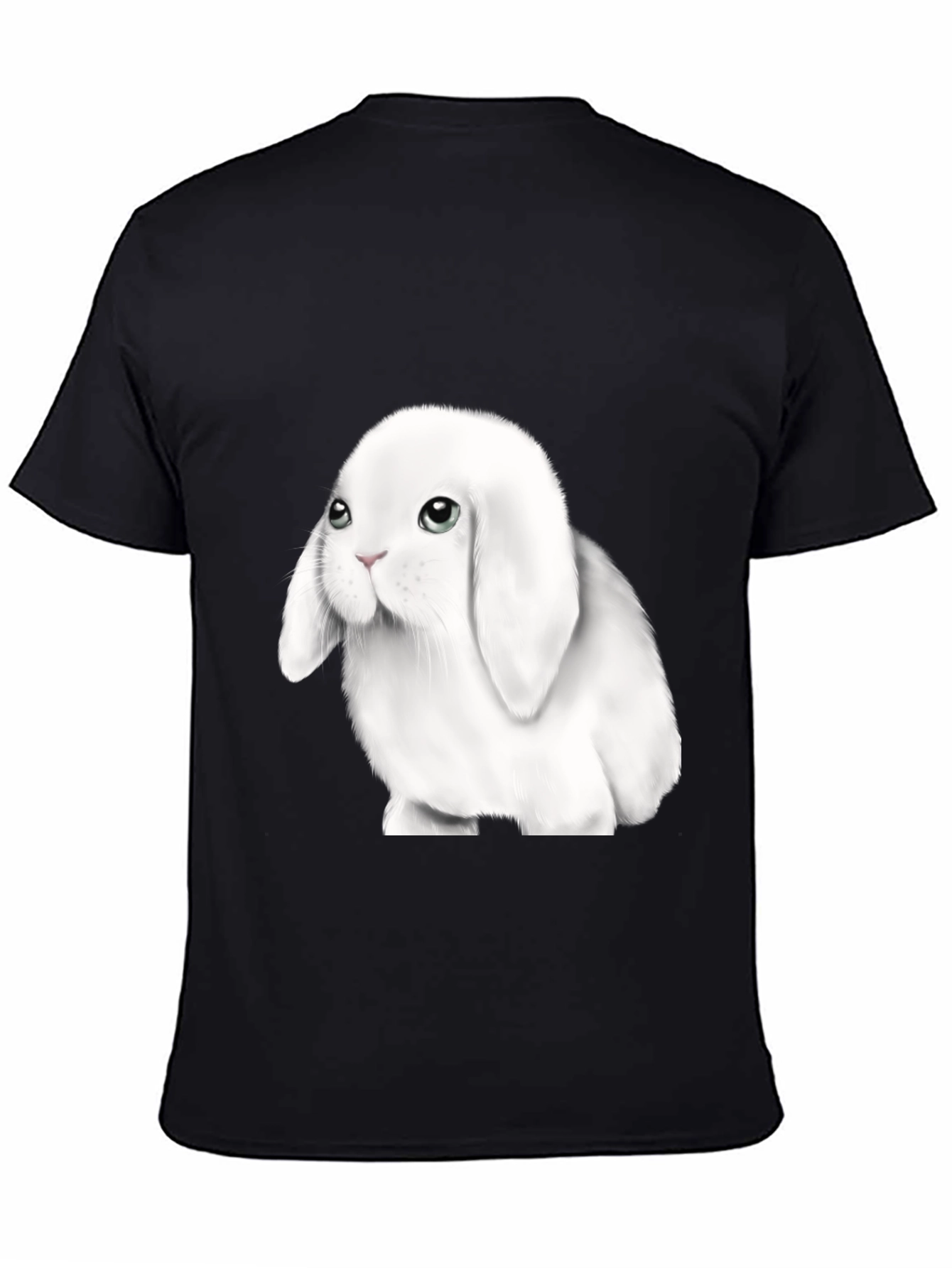 Cute Lop-Eared Bunny Graphic Tee - Black