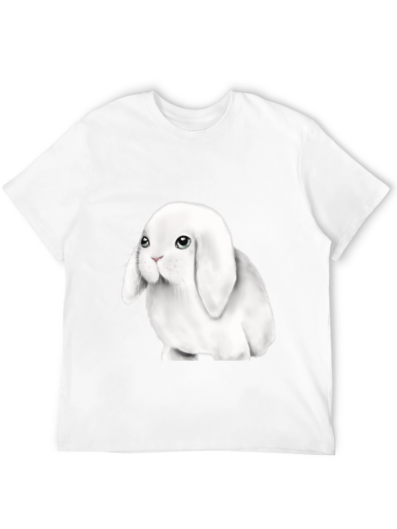 Cute Lop-Eared Bunny Graphic Tee - Black