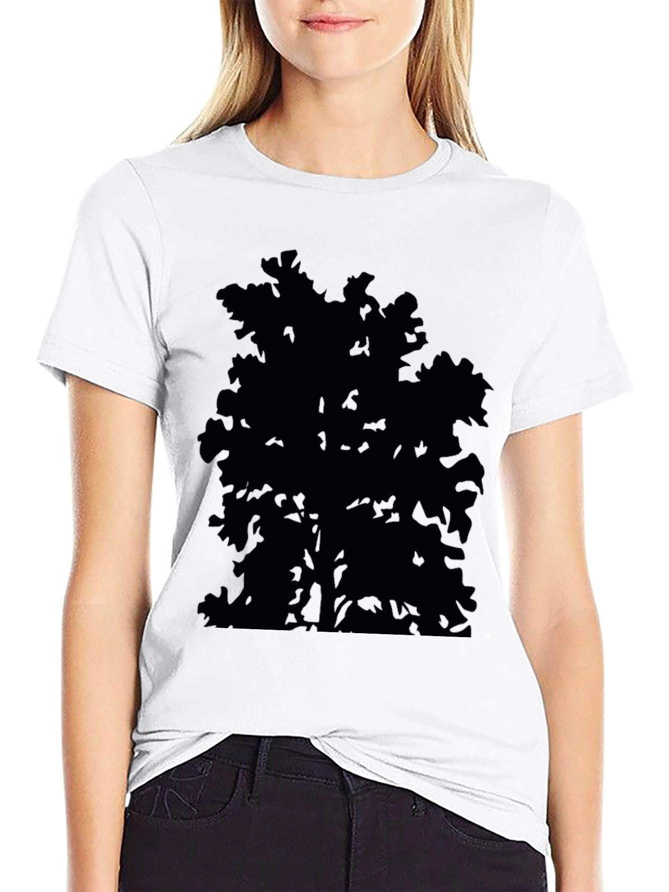 Abstract Tree Graphic Tee - Black Casual Shirt