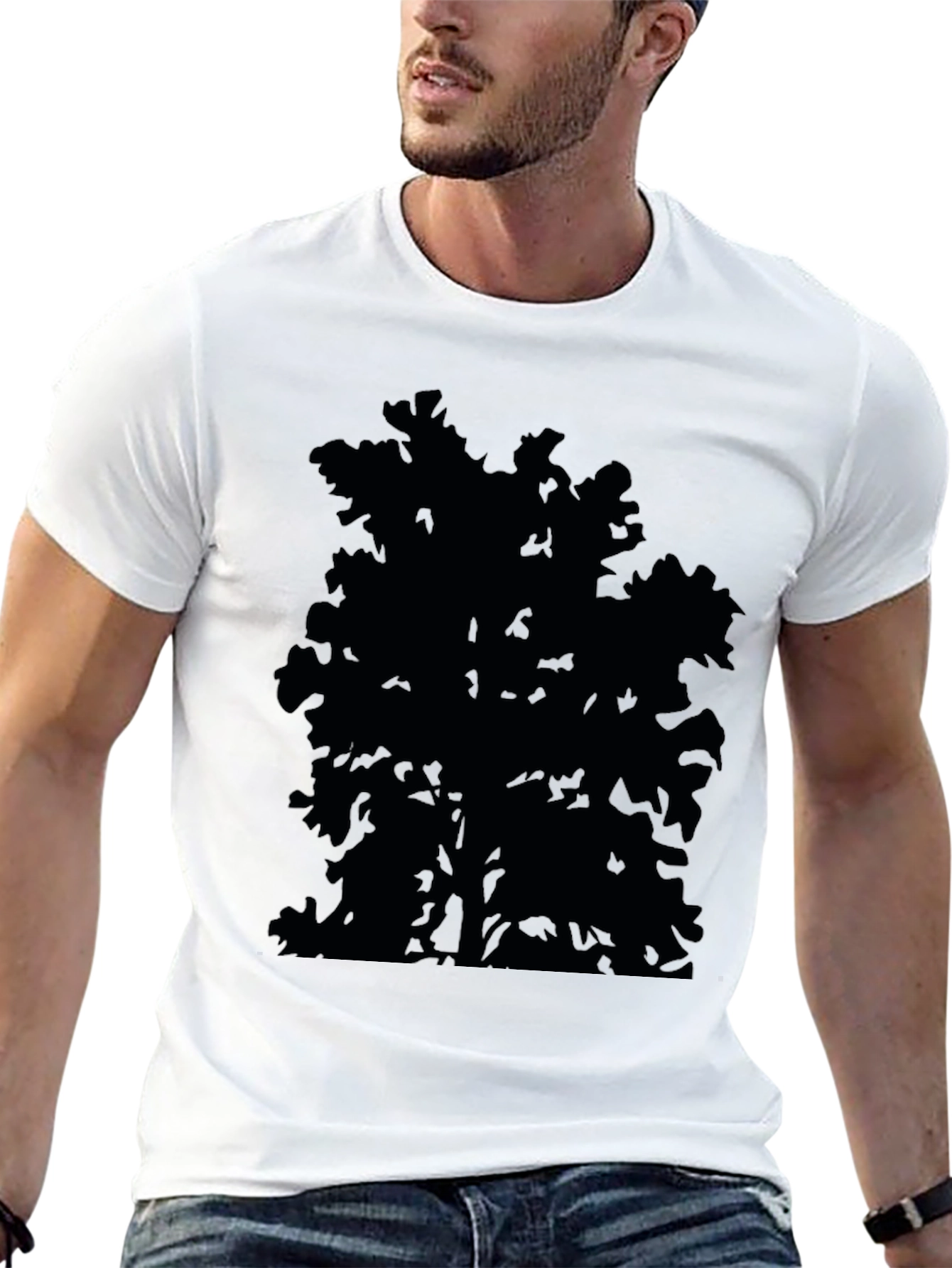 Abstract Tree Graphic Tee - Black Casual Shirt