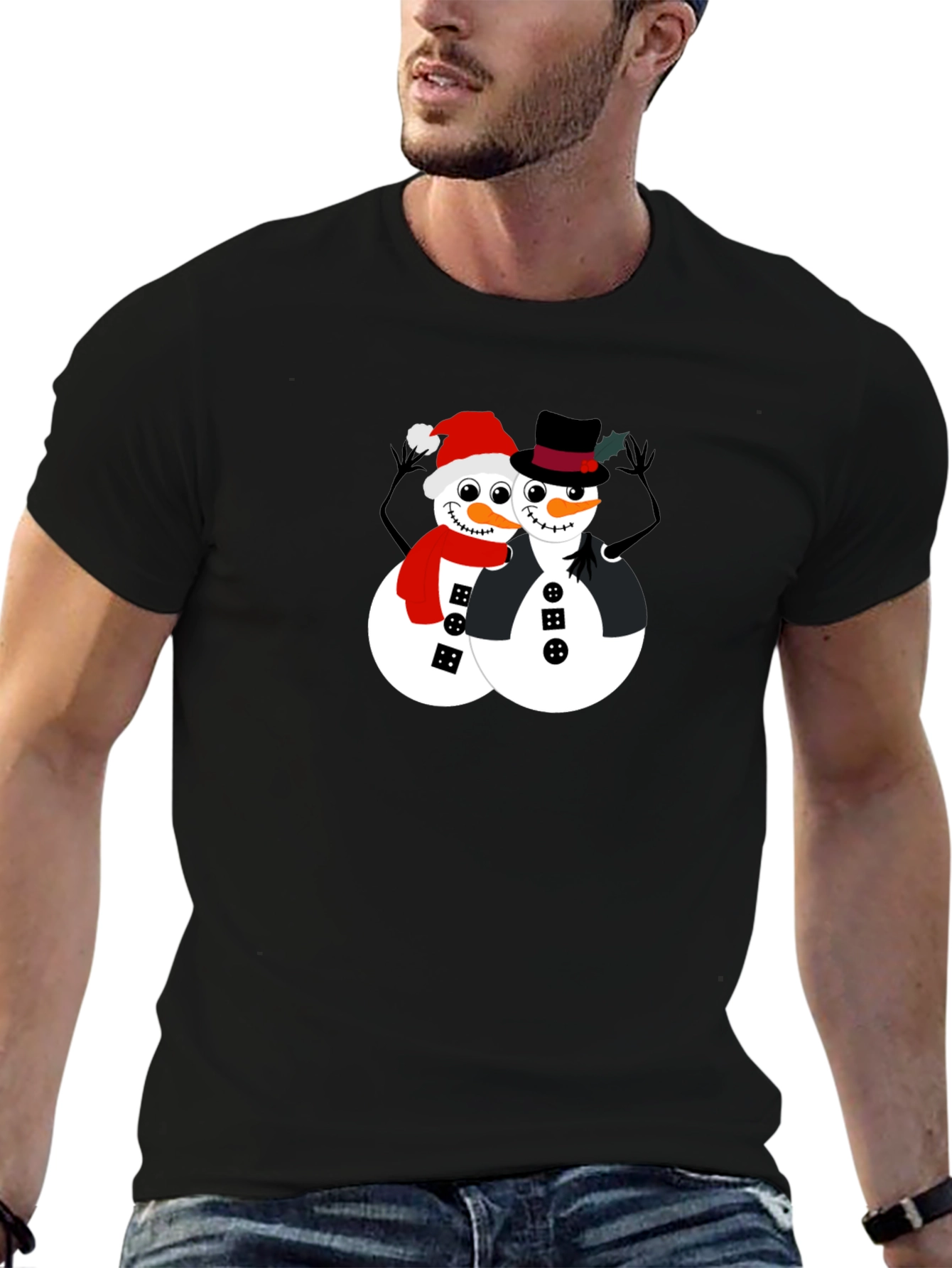 Festive Snowman Couple Graphic Tee