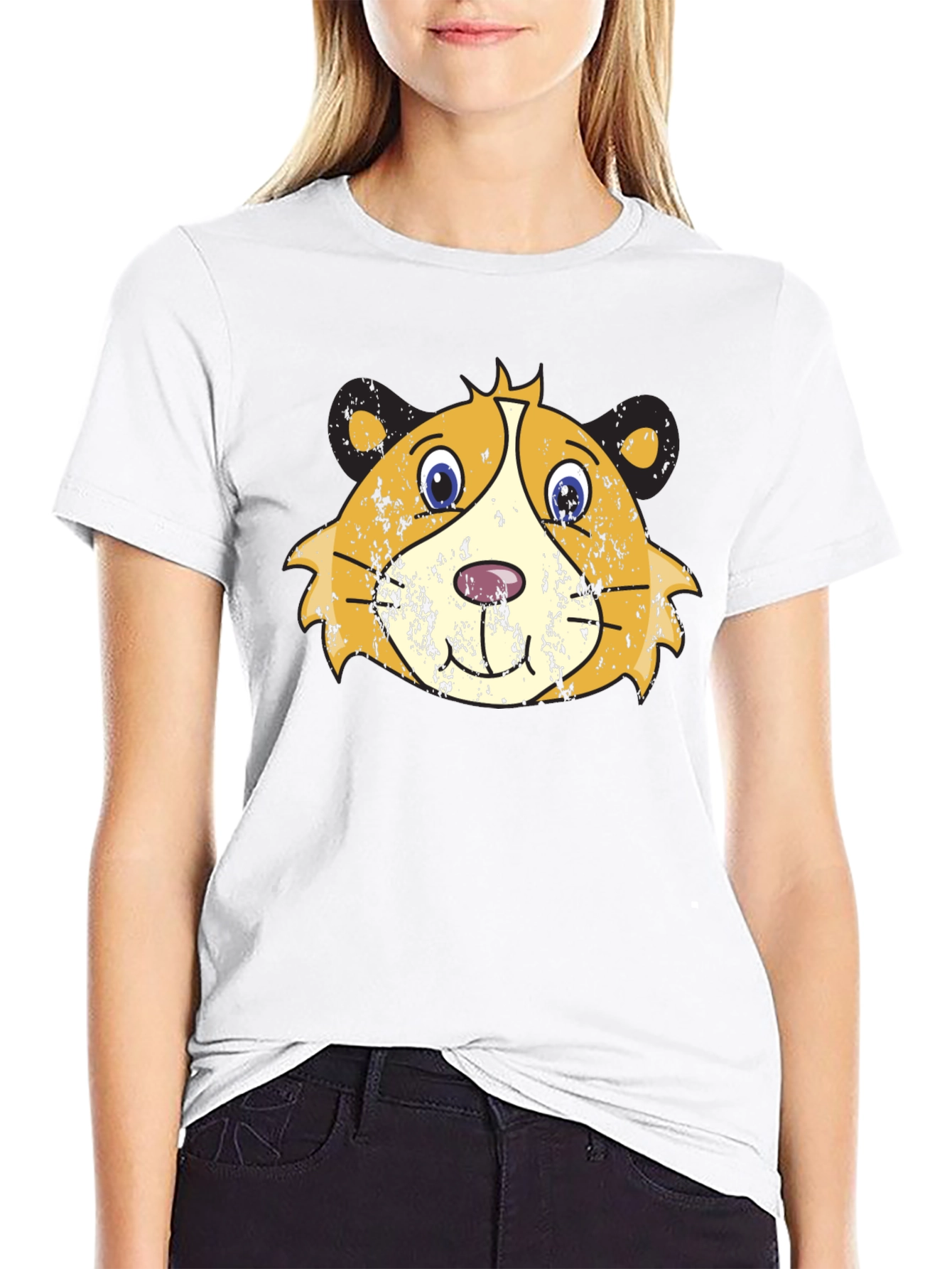 Guinea Pig Graphic T-Shirt - Distressed Cartoon Design