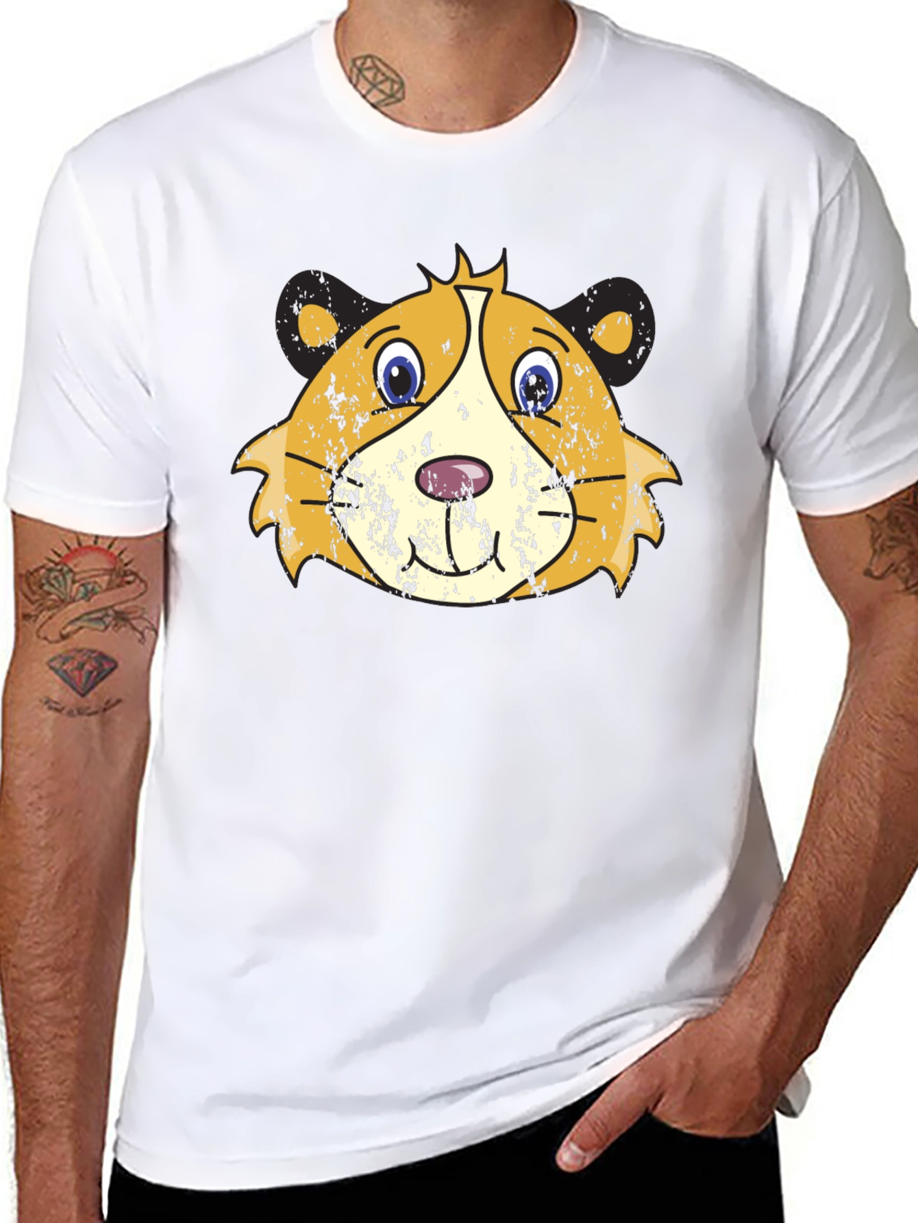 Guinea Pig Graphic T-Shirt - Distressed Cartoon Design