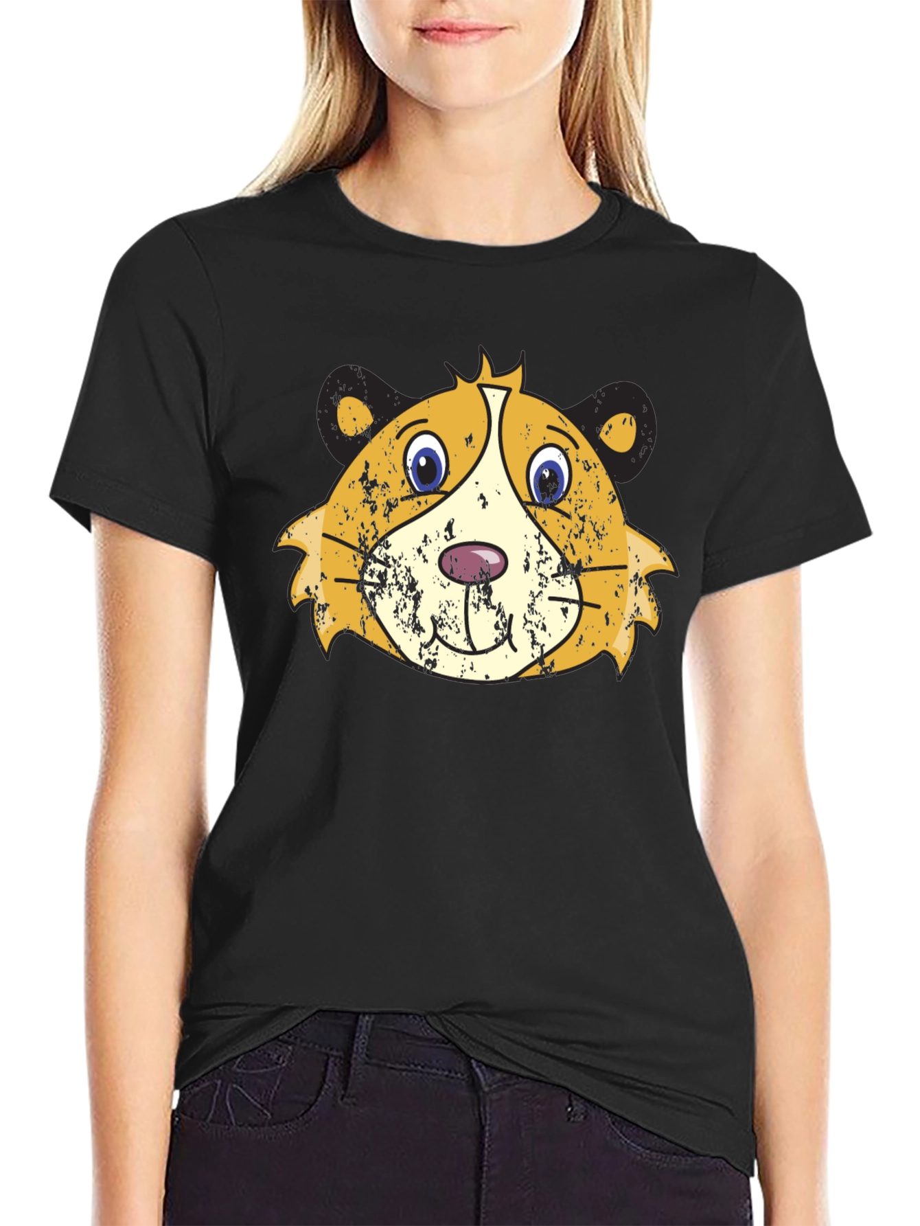 Guinea Pig Graphic T-Shirt - Distressed Cartoon Design