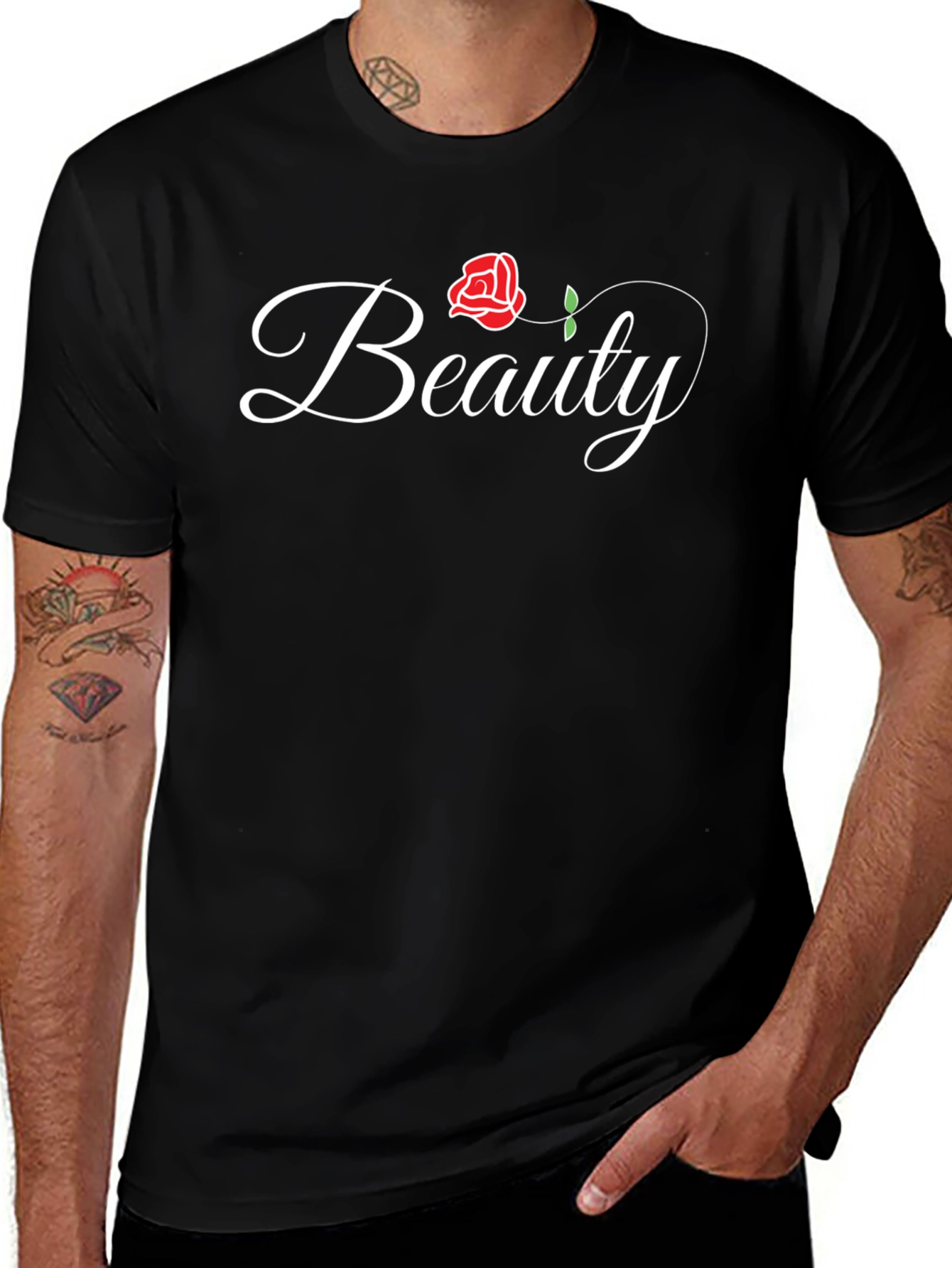 Beauty Rose Graphic Tee - Elegant Floral Shirt