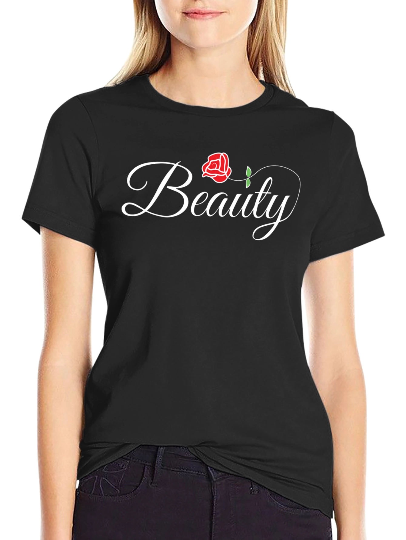 Beauty Rose Graphic Tee - Elegant Floral Shirt