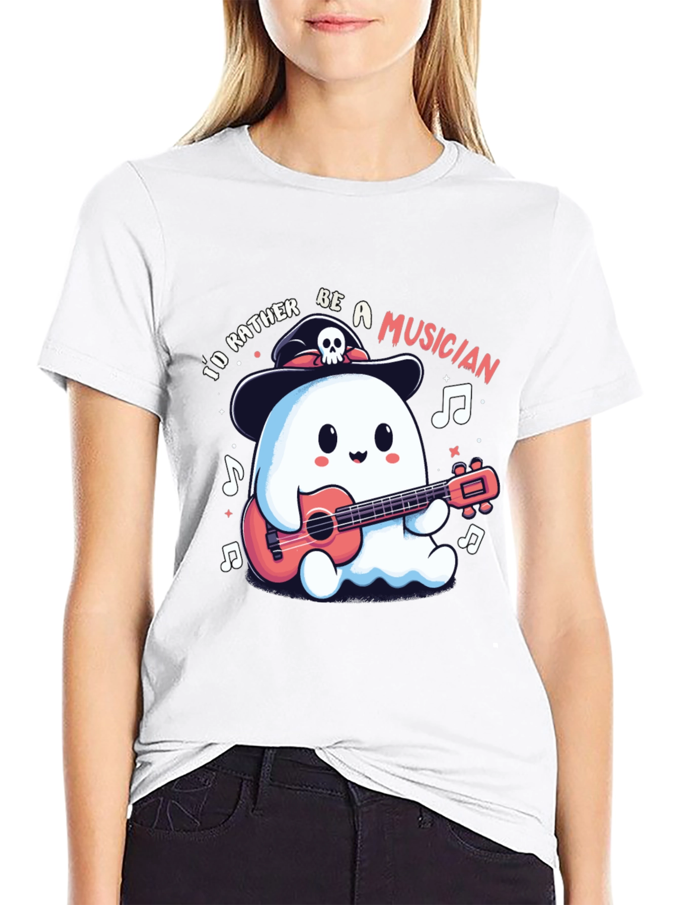 Ghost Musician Graphic T-Shirt - Halloween