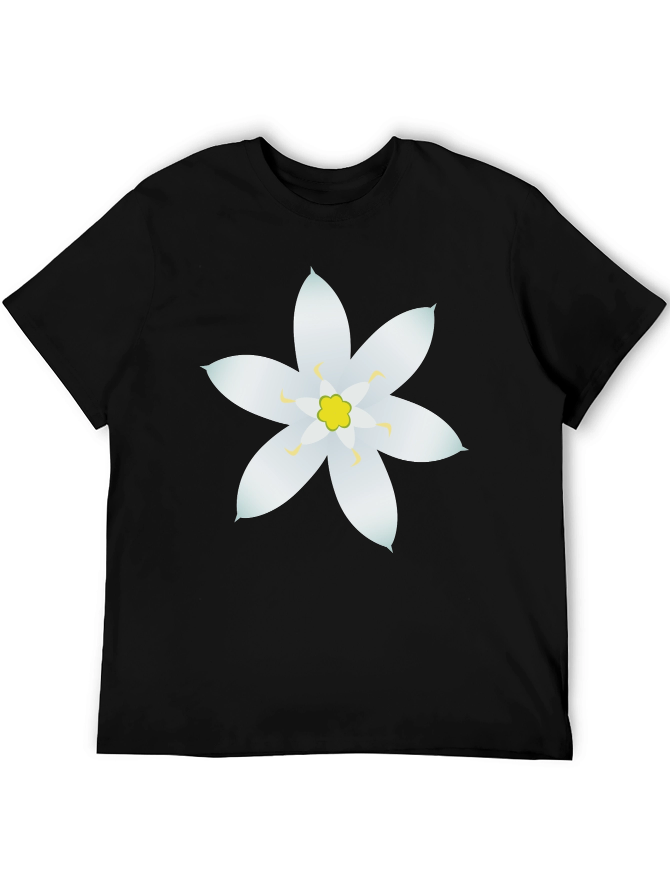 Black T-Shirt with White Floral Graphic