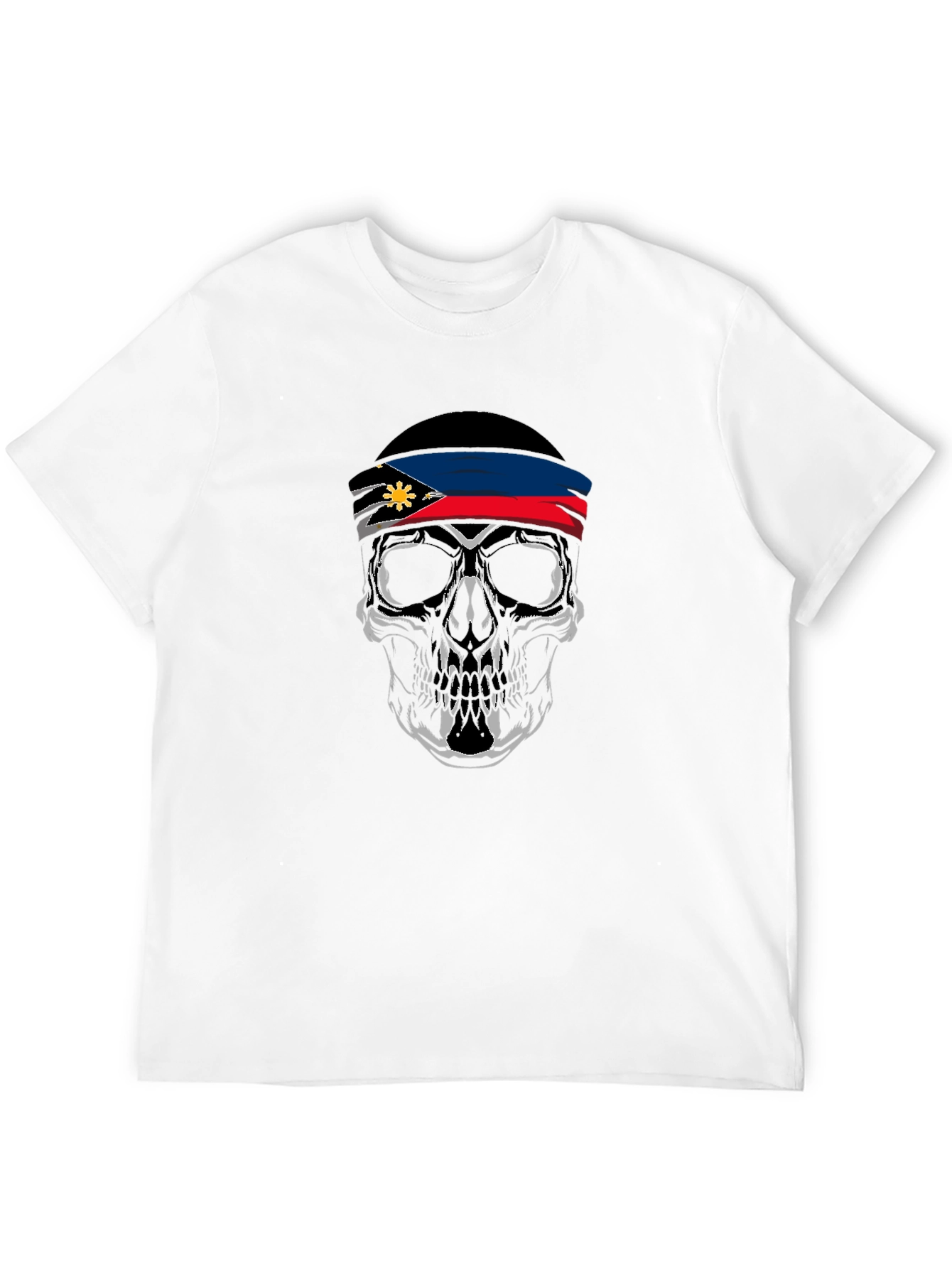 Skull Philippines Flag Bandana Black T-Shirt