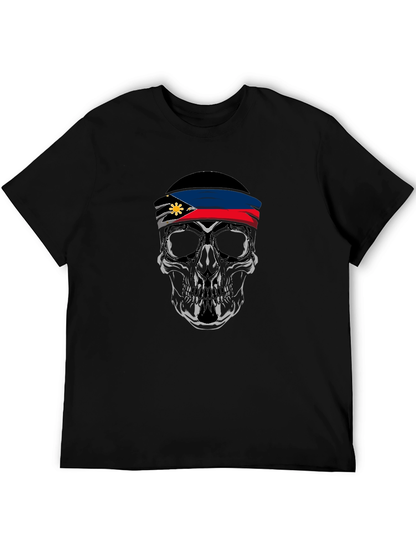 Skull Philippines Flag Bandana Black T-Shirt